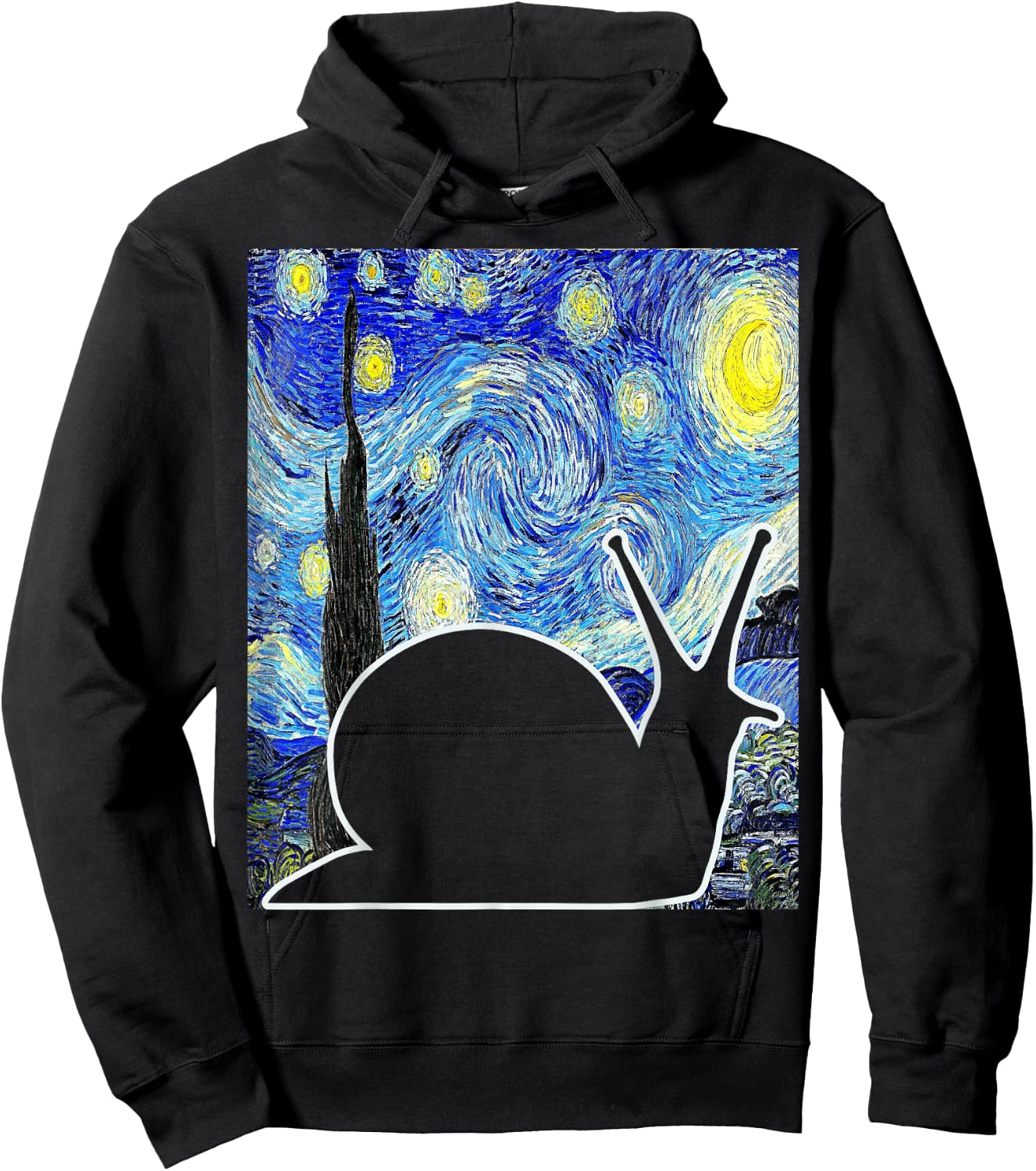 Malacologist Snail Van Gogh Famous Painting Starry Night Snail Lover Art - Women's -Kids Black Small Classic Fit Short Sleeve Cotton Blend Hoodie - Hoodie | Black