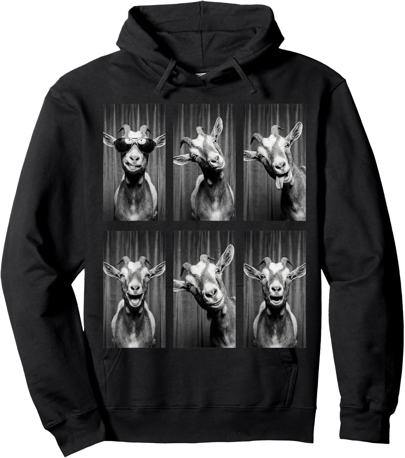 Goat Photobooth Funny Farm Animal Portrait Hoodie - Hoodie | Black