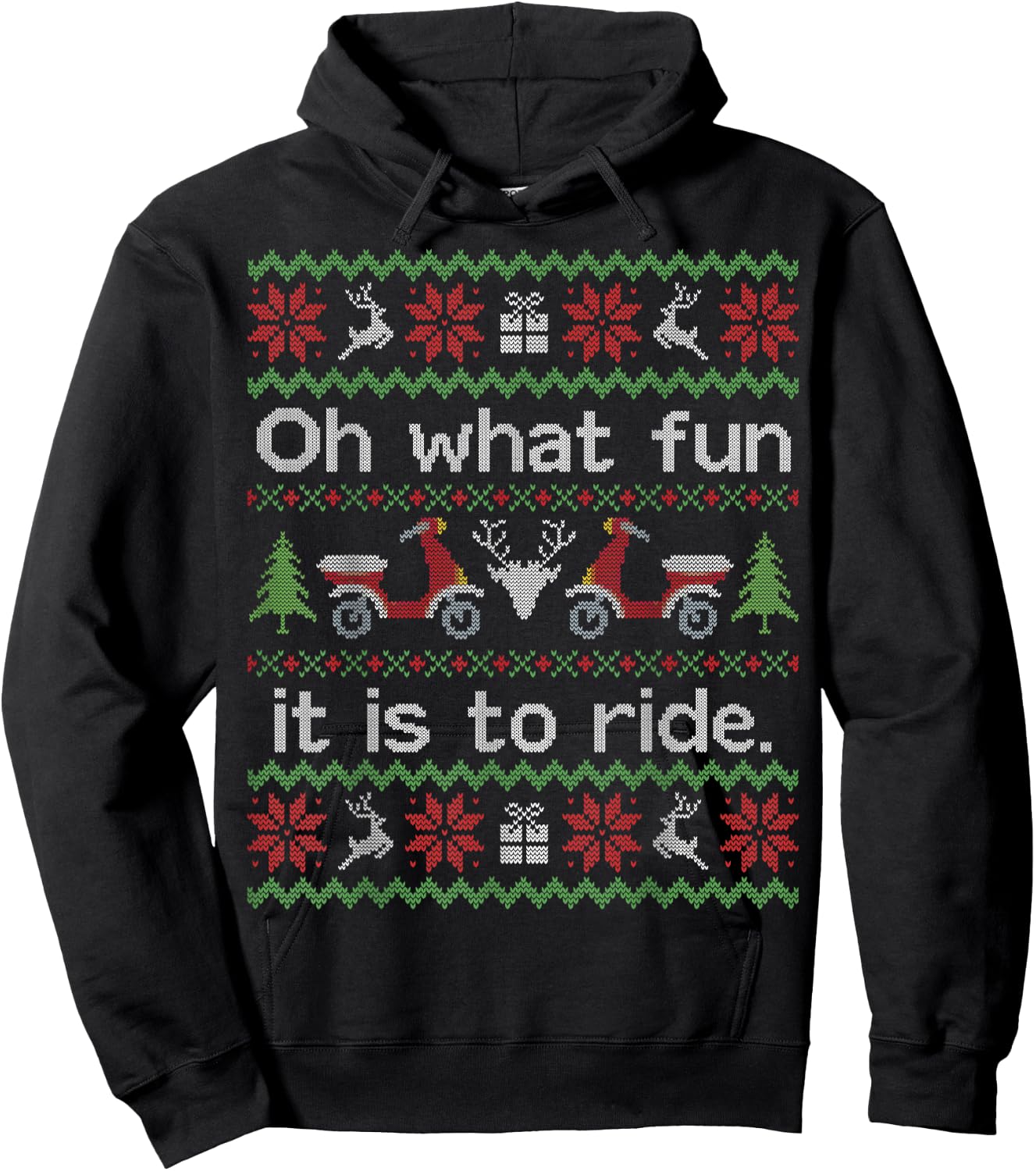 Funny Ugly Sweater Christmas Moped Scooter Shirt Hoodie - Hoodie | Black