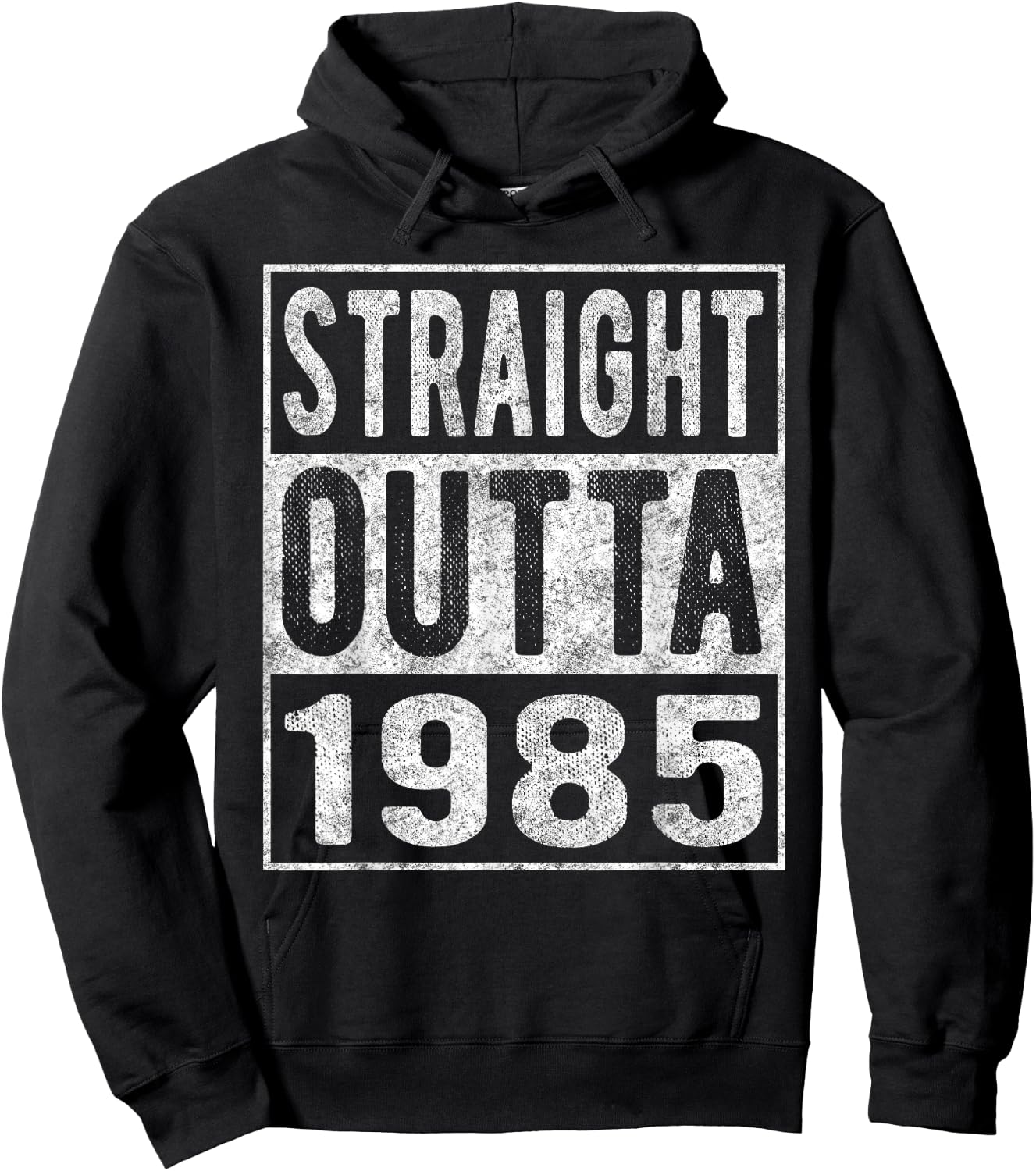 Straight Outta 1985, Fun Distressed Born 1985 Birthday Gift Hoodie - Hoodie | Black