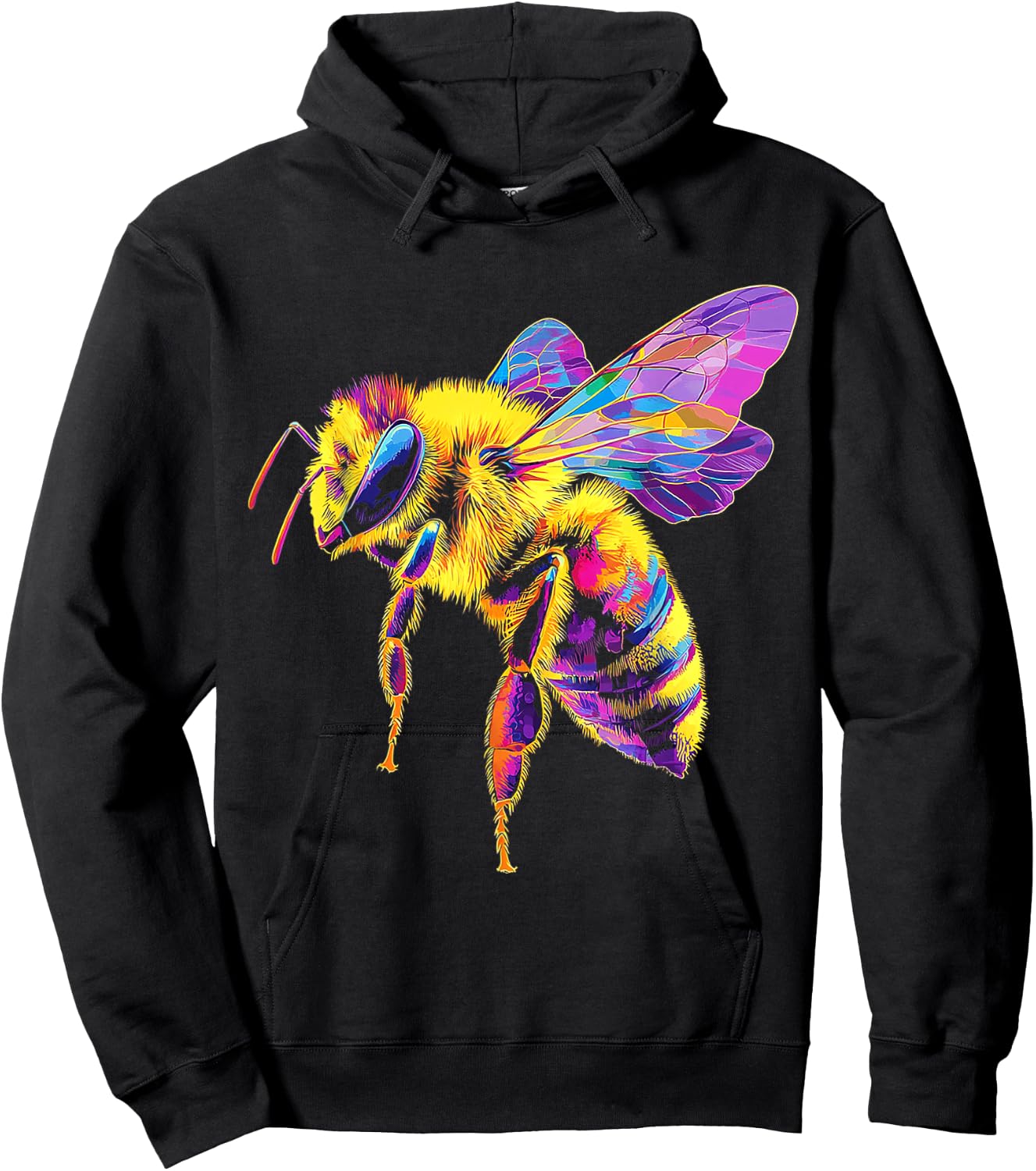 Bee Animal Motif Geometric Artwork Bee Hoodie - Hoodie | Black