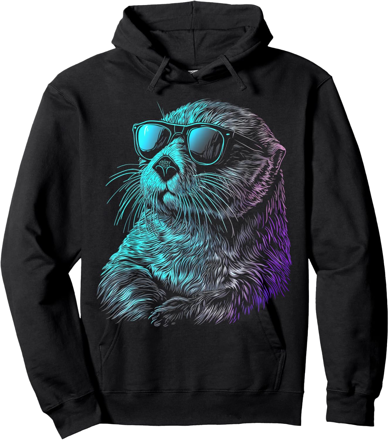 Otter Wearing Sunglasses Funny Cute Animal Sea Otter Lover Hoodie - Hoodie | Black