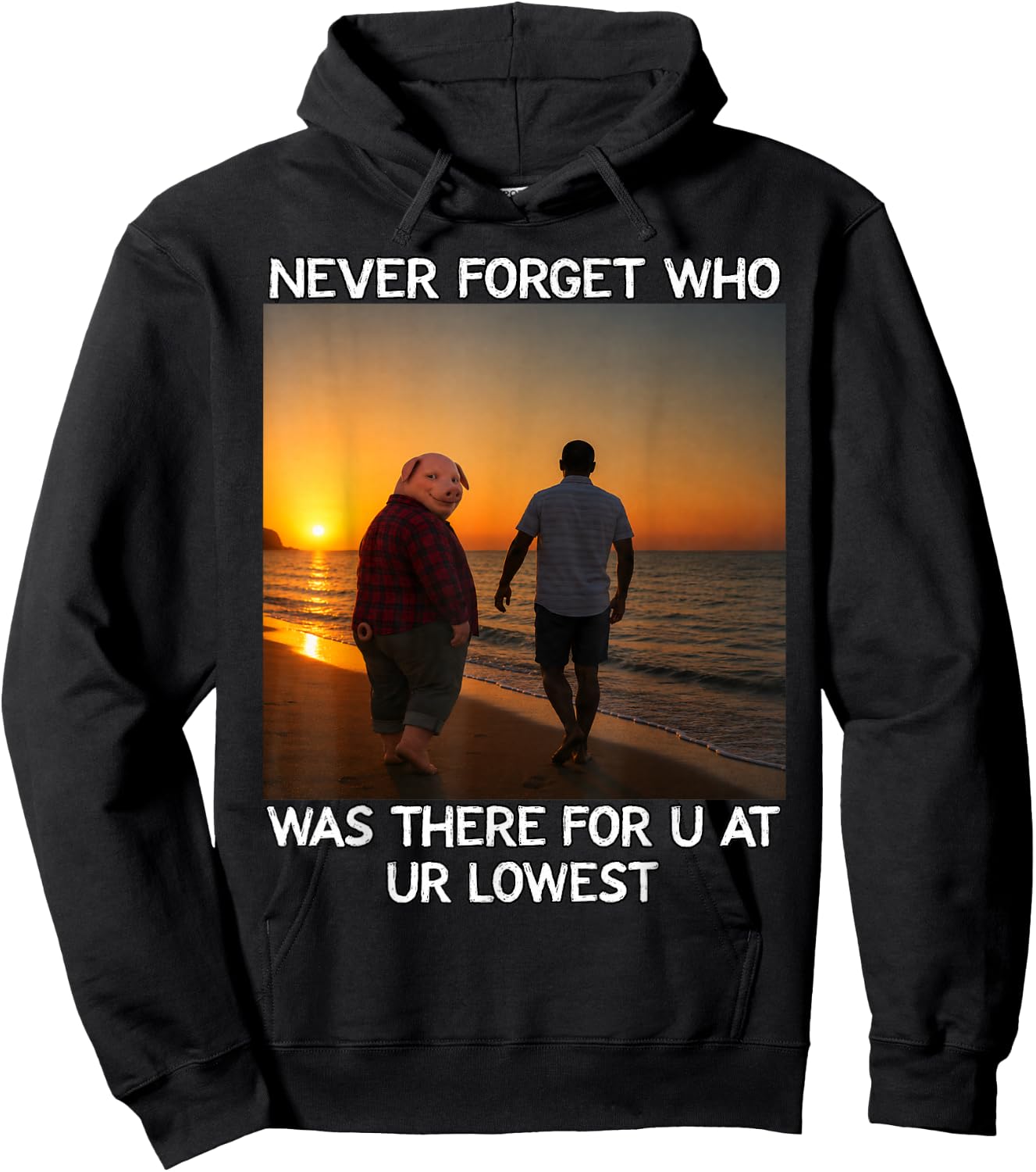Never Forget Who Stayed John Pork Meme Hoodie - Hoodie | Black