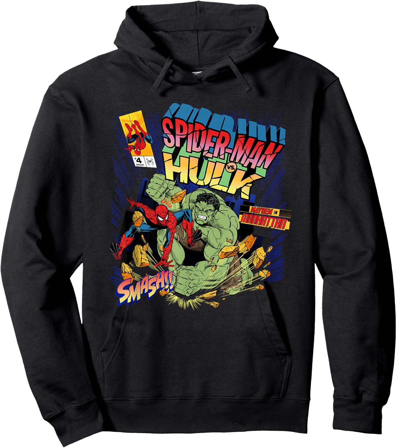 Marvel Spider-Man: New Day Hulk Smash Comic Cover Hoodie - Hoodie | Black