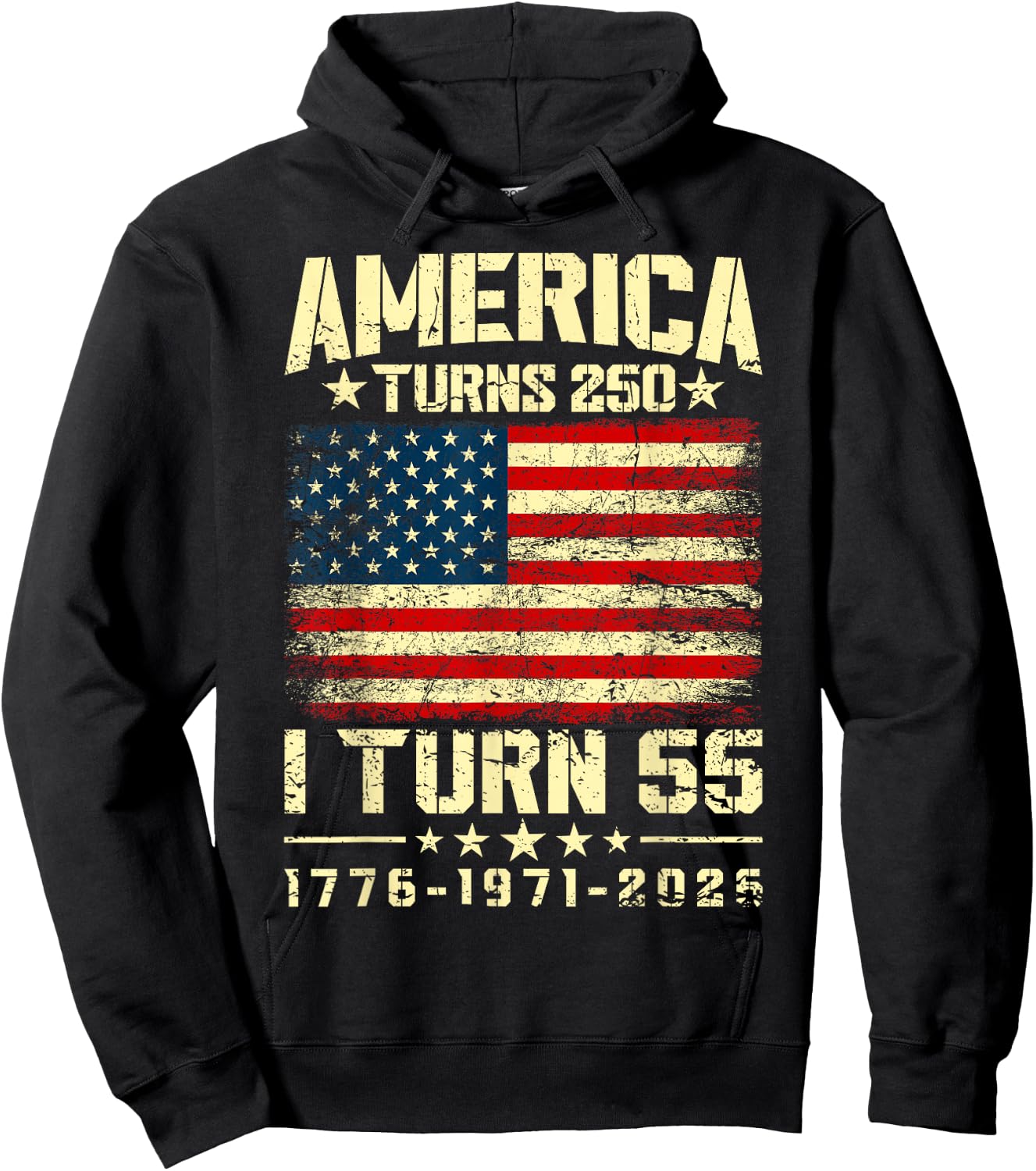 America Turns 250 I Turn 55 250th Anniversary 55th Birthday Hoodie - Hoodie | Black