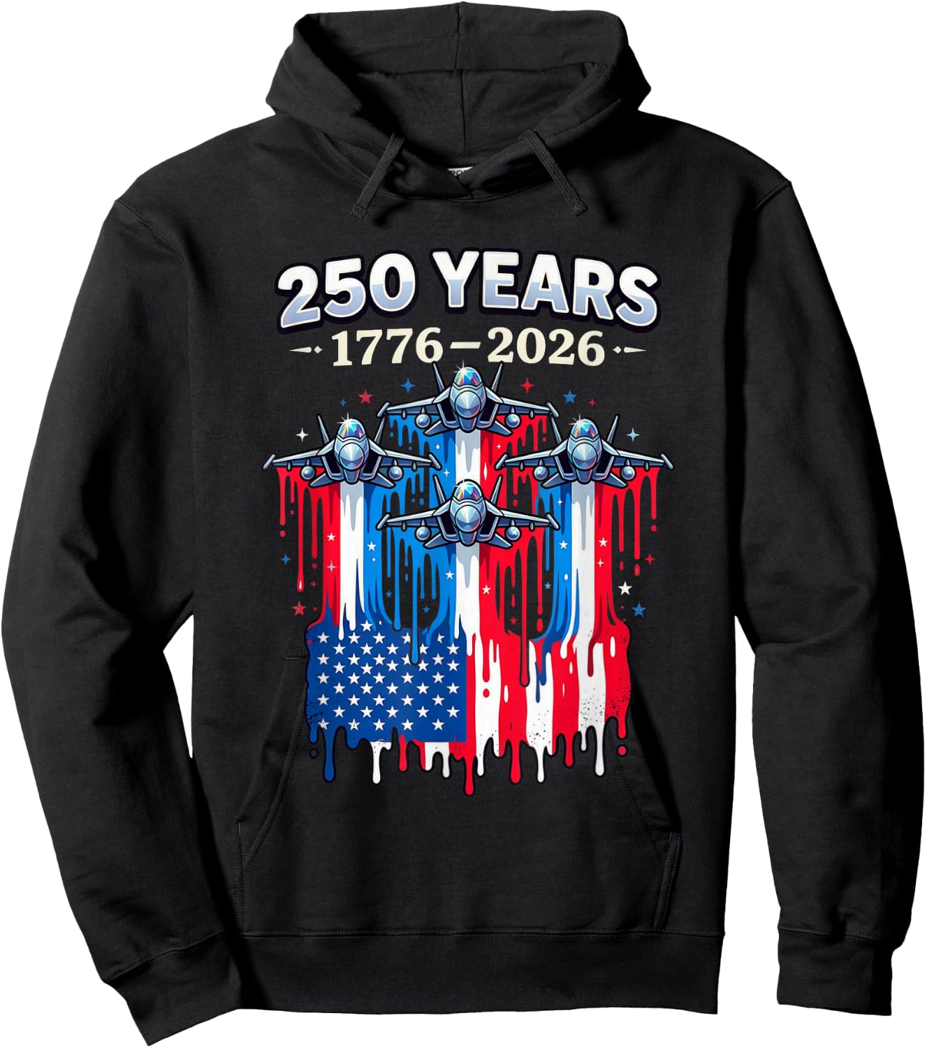 250 Anniversary USA Flag Hoodie - Hoodie | Black