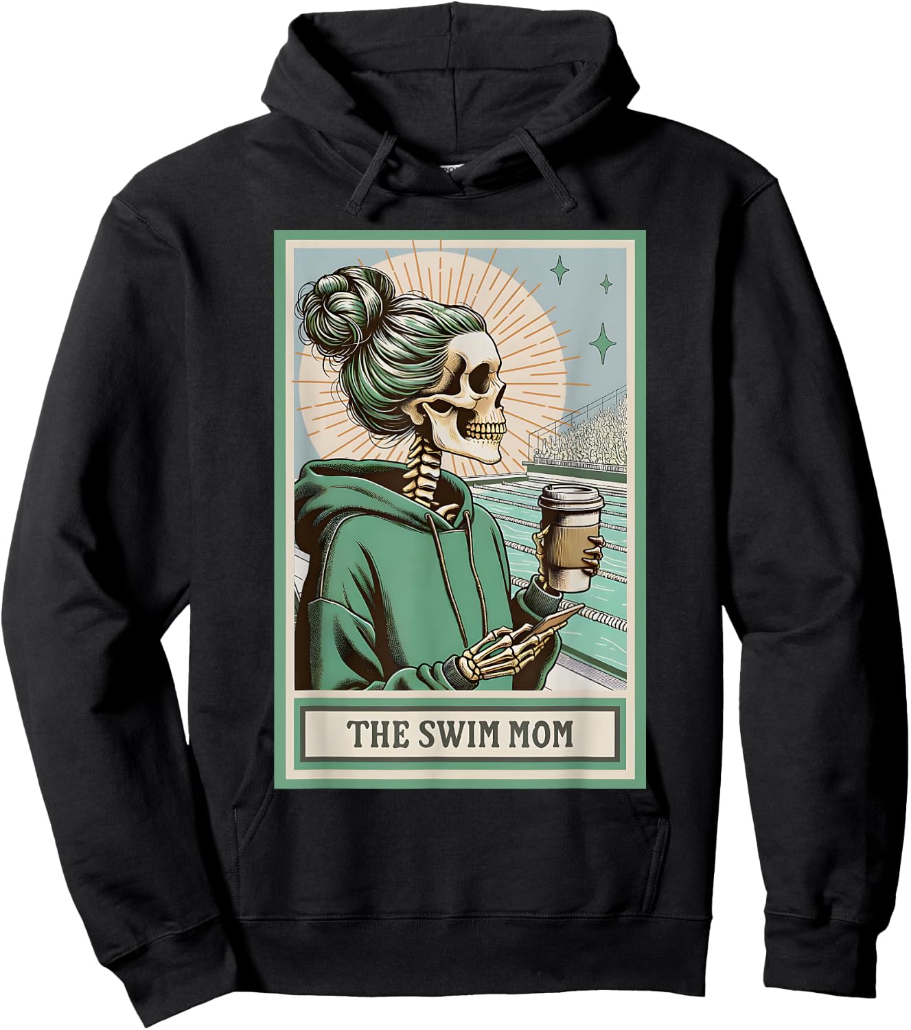 The Swim Mom Skeleton Tarot Card, Swim Mama Hoodie - Hoodie | Black