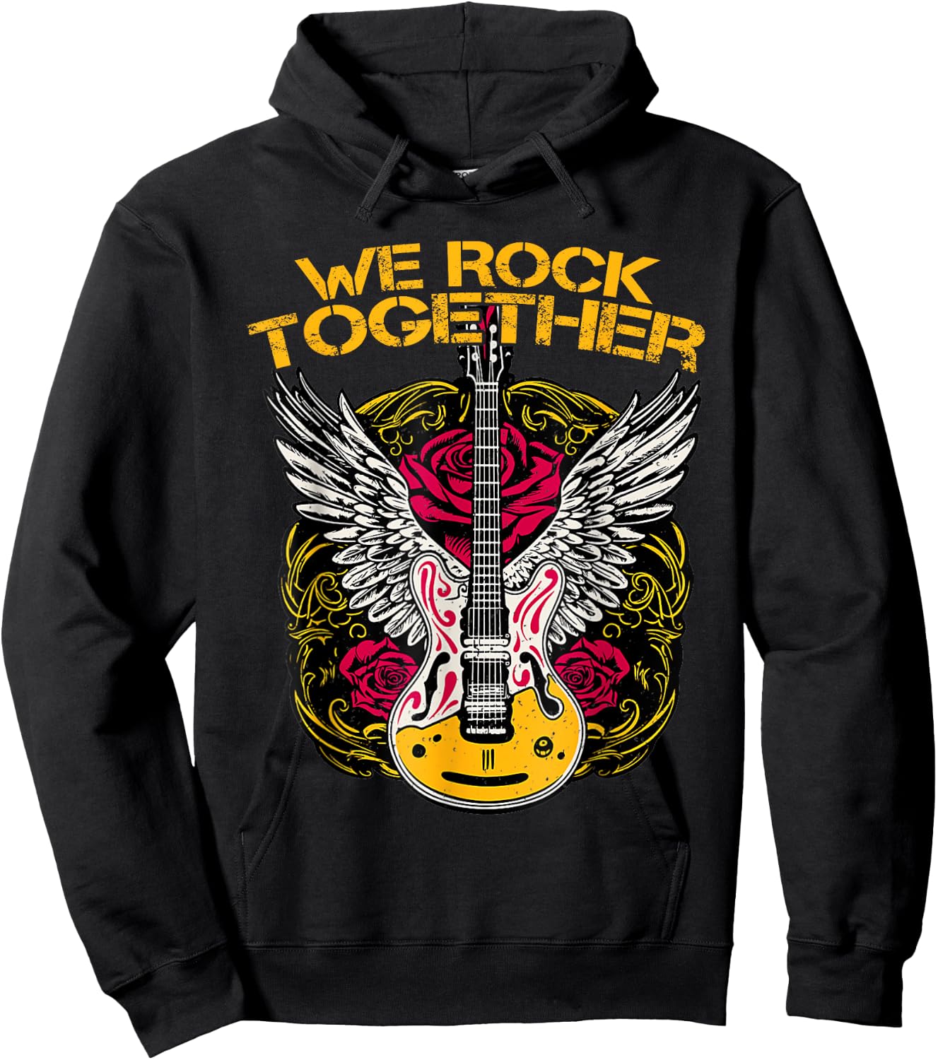 We Rock Together Guitar Rock N Roll Guitar Wings Rock Hoodie - Hoodie | Black