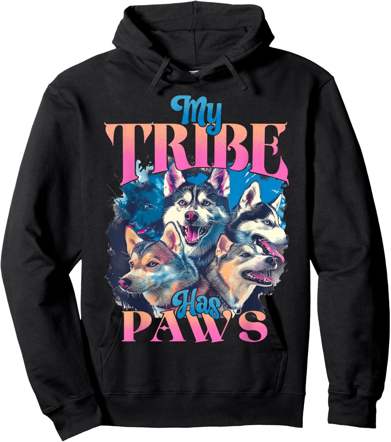Dog Lover Bootleg Siberian Husky Dog Owner Girl and Woman Hoodie - Hoodie | Black