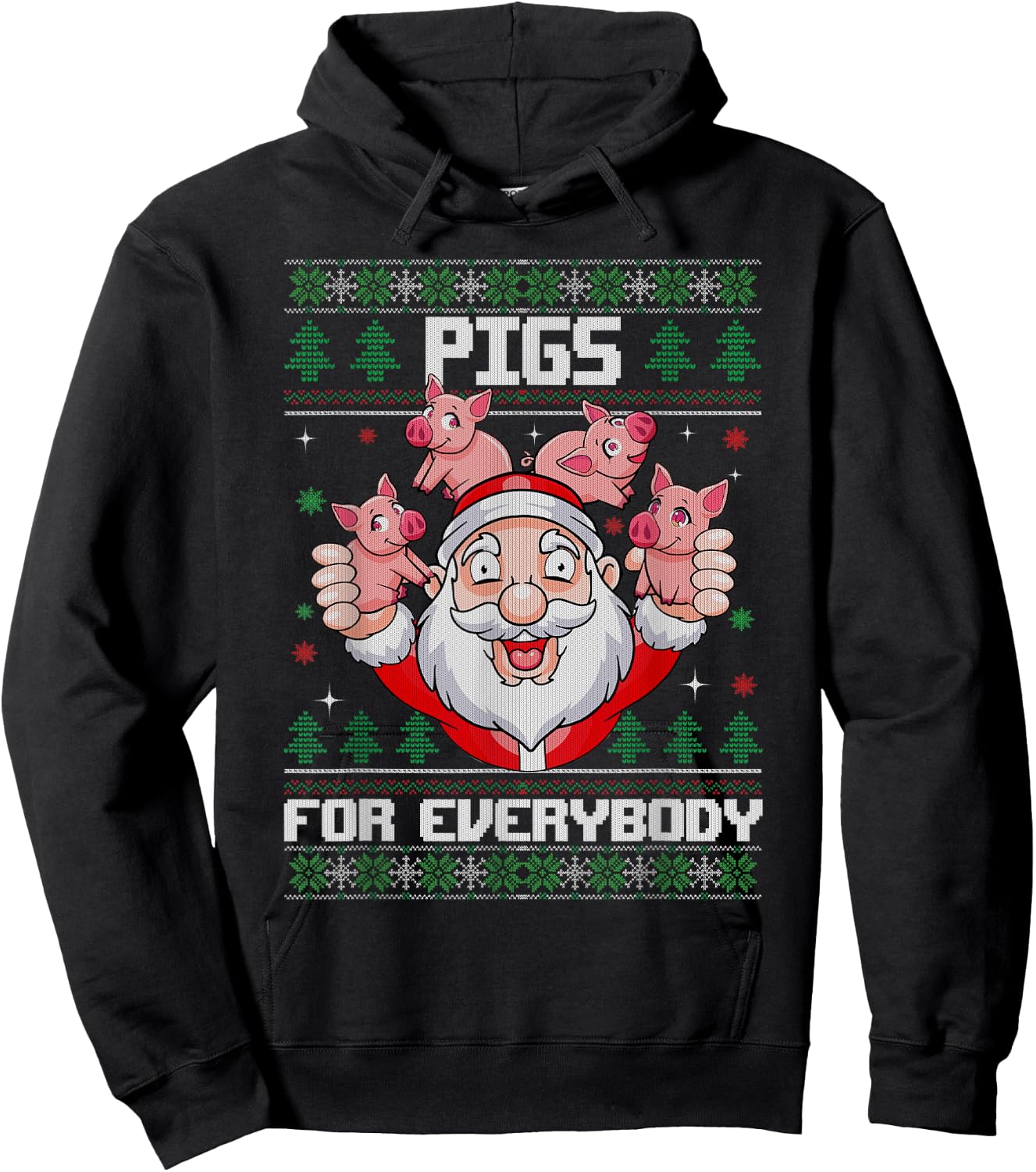 Pigs for Everybody Men Women Santa Pig Ugly Christmas Hoodie - Hoodie | Black