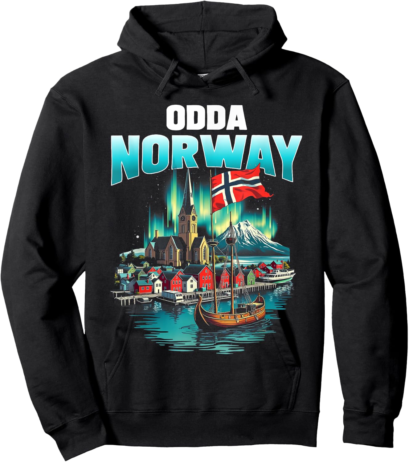 Odda Norway Flag Travel Souvenir Norwegian Hoodie - Hoodie | Black