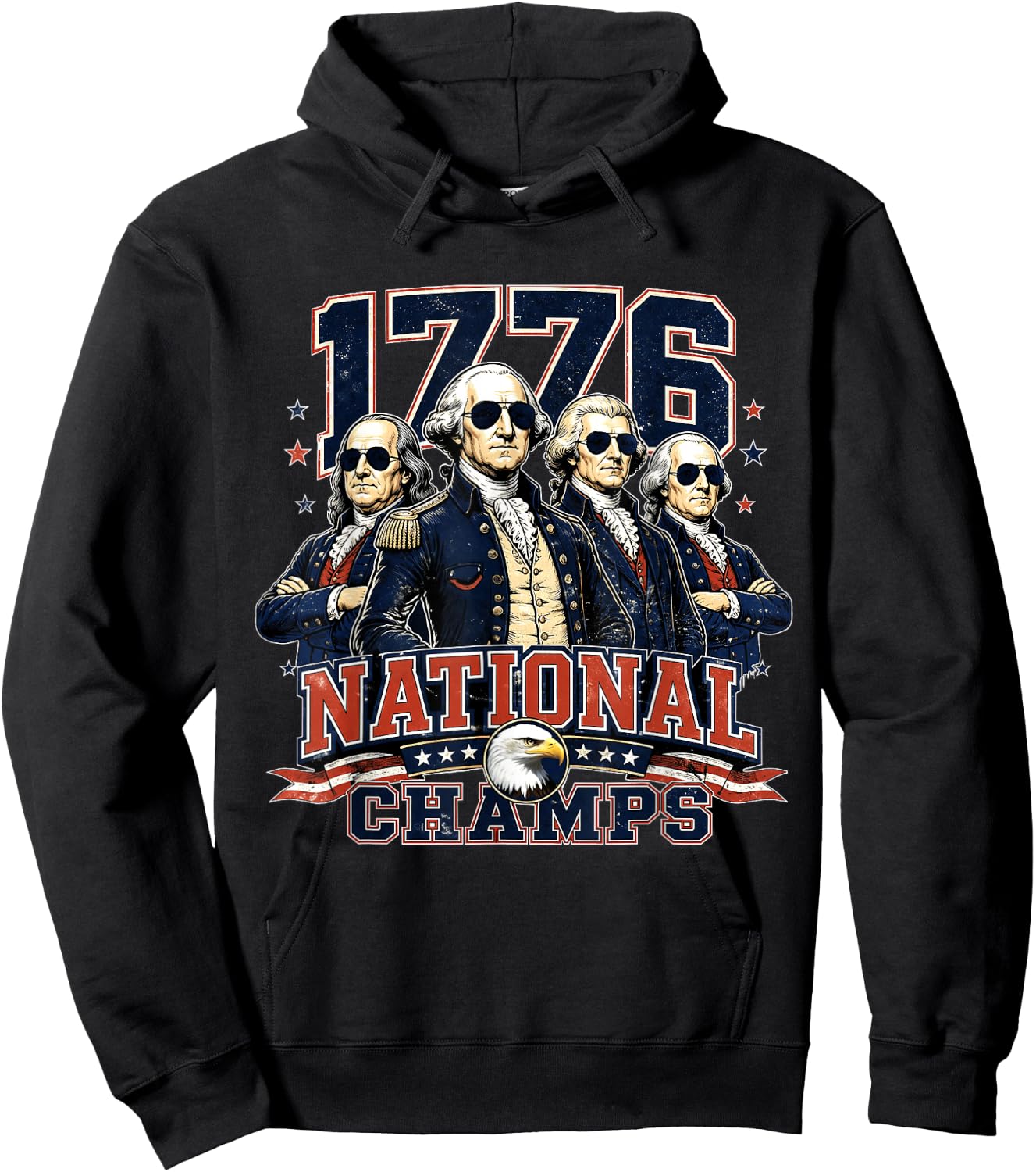1776 National Champs Founding Fathers Patriotic Hoodie - Hoodie | Black