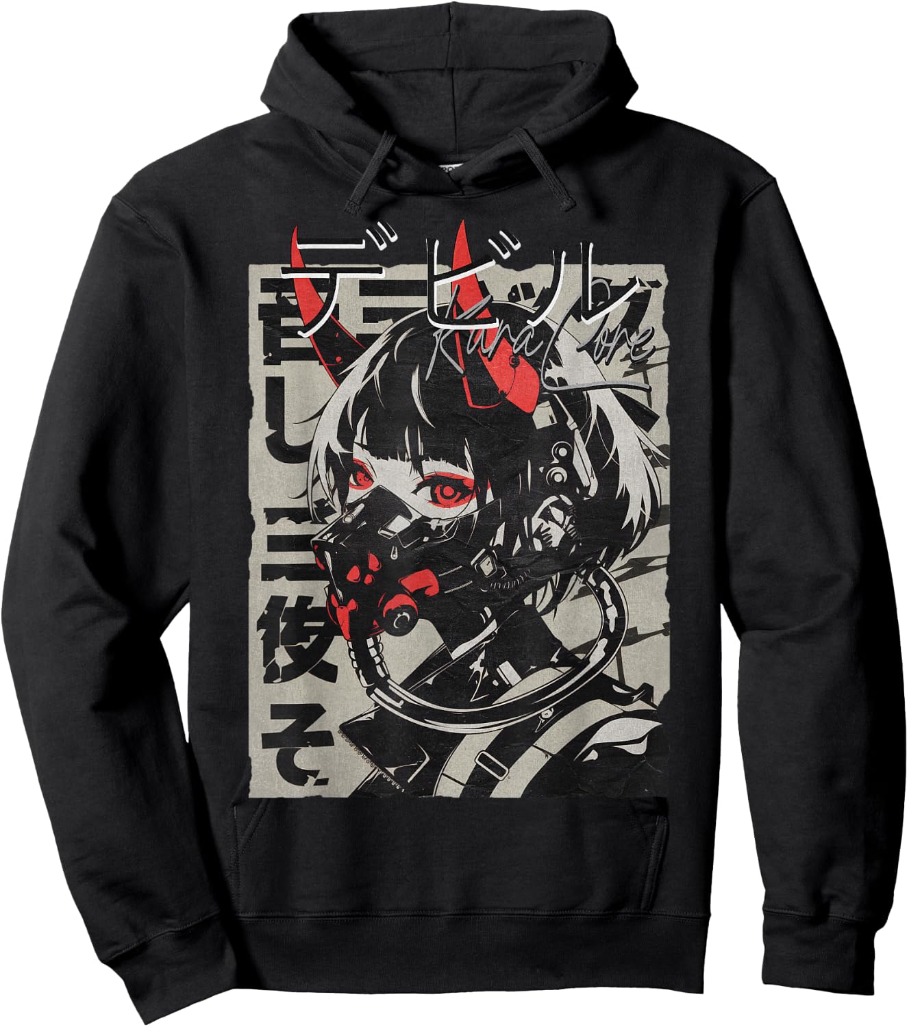 Anime Manga Streetwear Cyberpunk Aesthetic Techwear Harajuku , Black, S Hoodie - Hoodie | Black