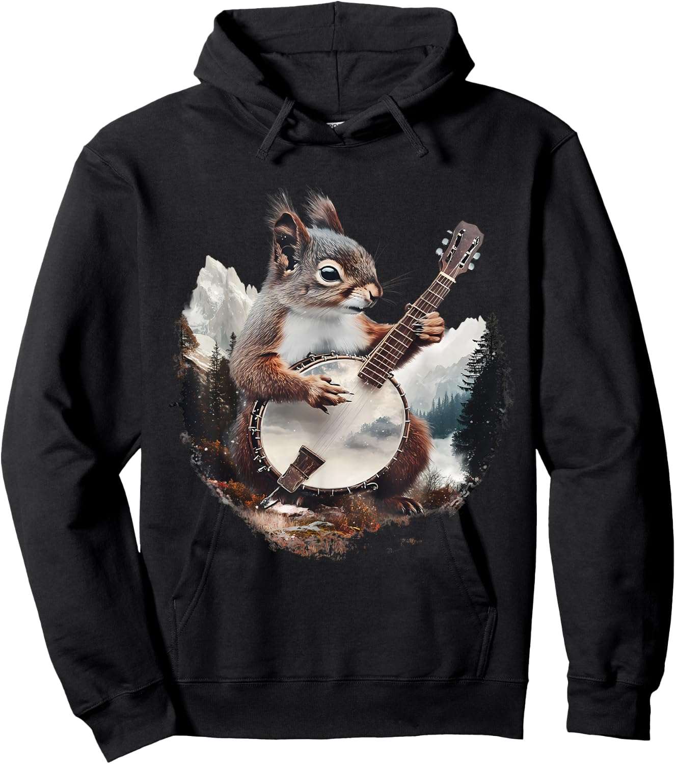 Banjo Squirrel Bluegrass Banjo Player Squirrel Playing Banjo Hoodie - Hoodie | Black