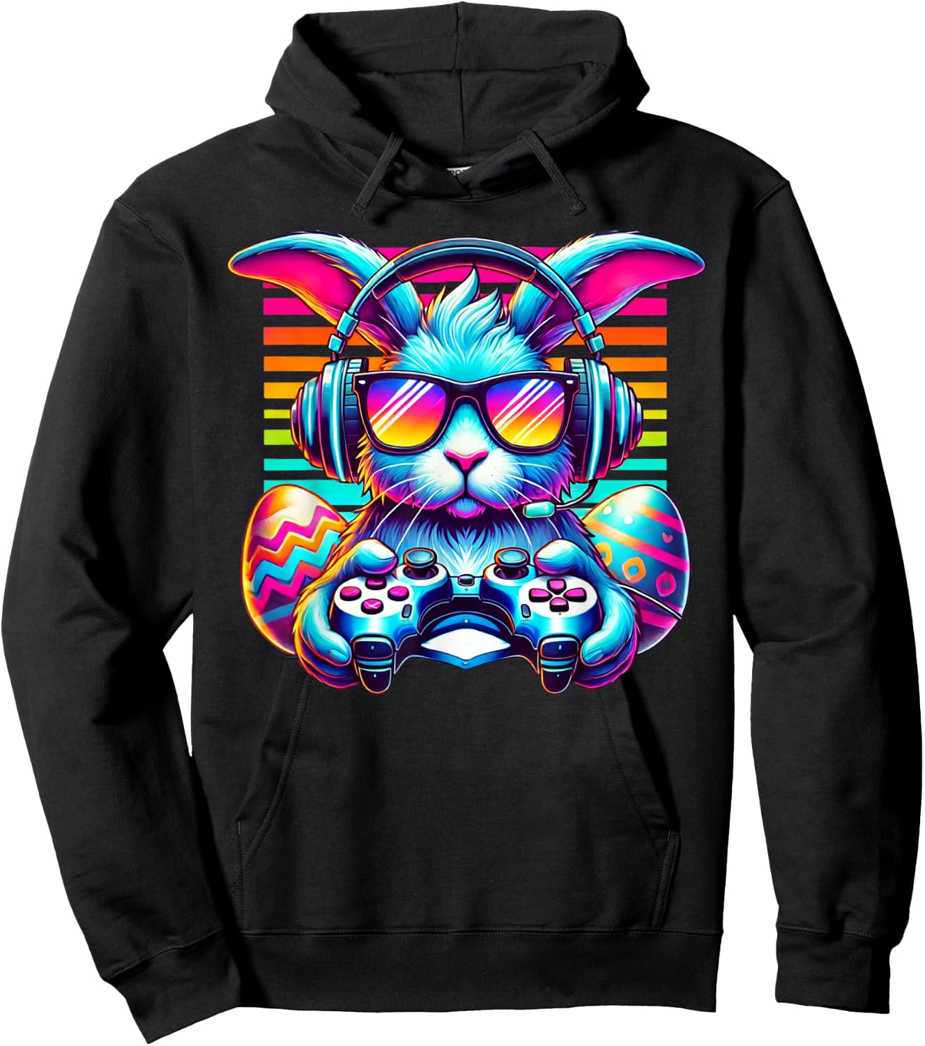 Happy Easter Bunny Egg Gamer Funny Video Game Kids Gaming Hoodie - Hoodie | Black