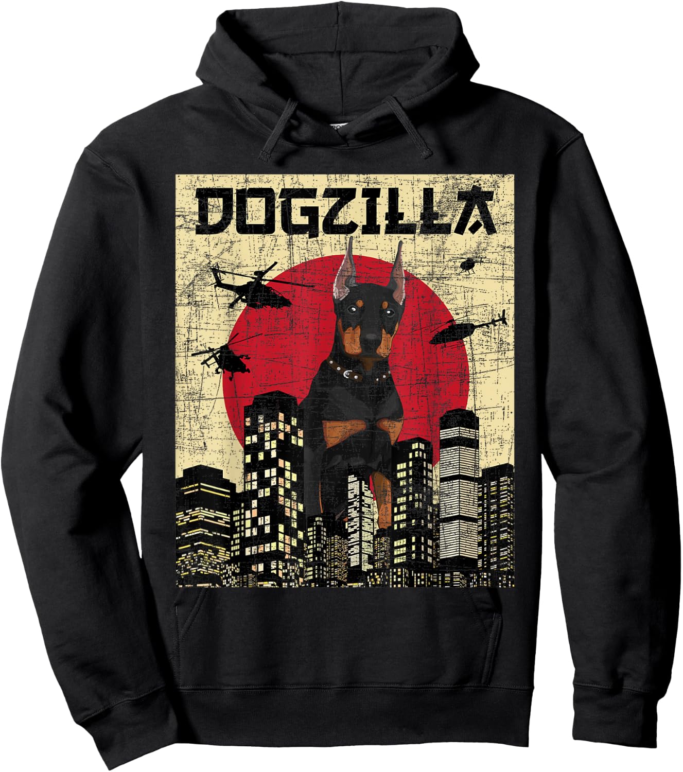 Dogzilla - Japanese Doberman Canine Dog Lover Pet Owner Hoodie - Hoodie | Black