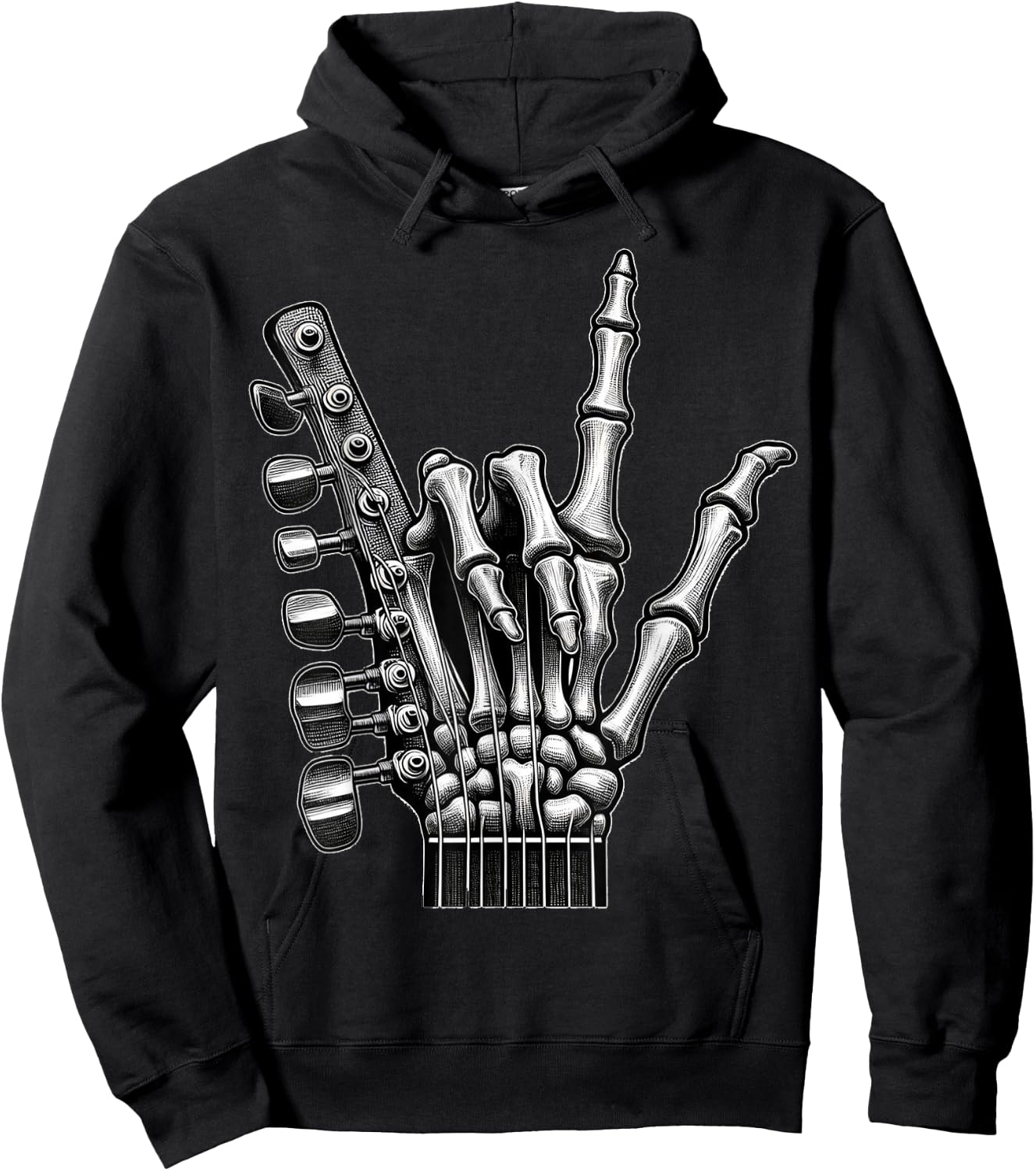 Skeleton Hand Rock On Design for Music Lovers Hoodie - Hoodie | Black