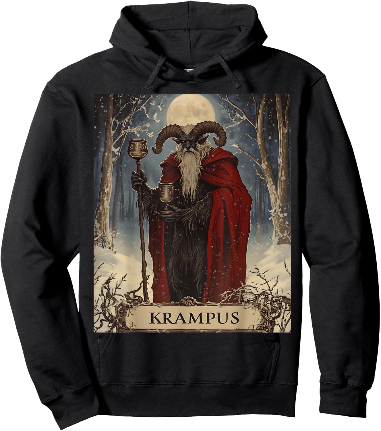 Merry Krampus Pajama Funny Christmas Horror Ugly Sweater Hoodie - Hoodie | Black