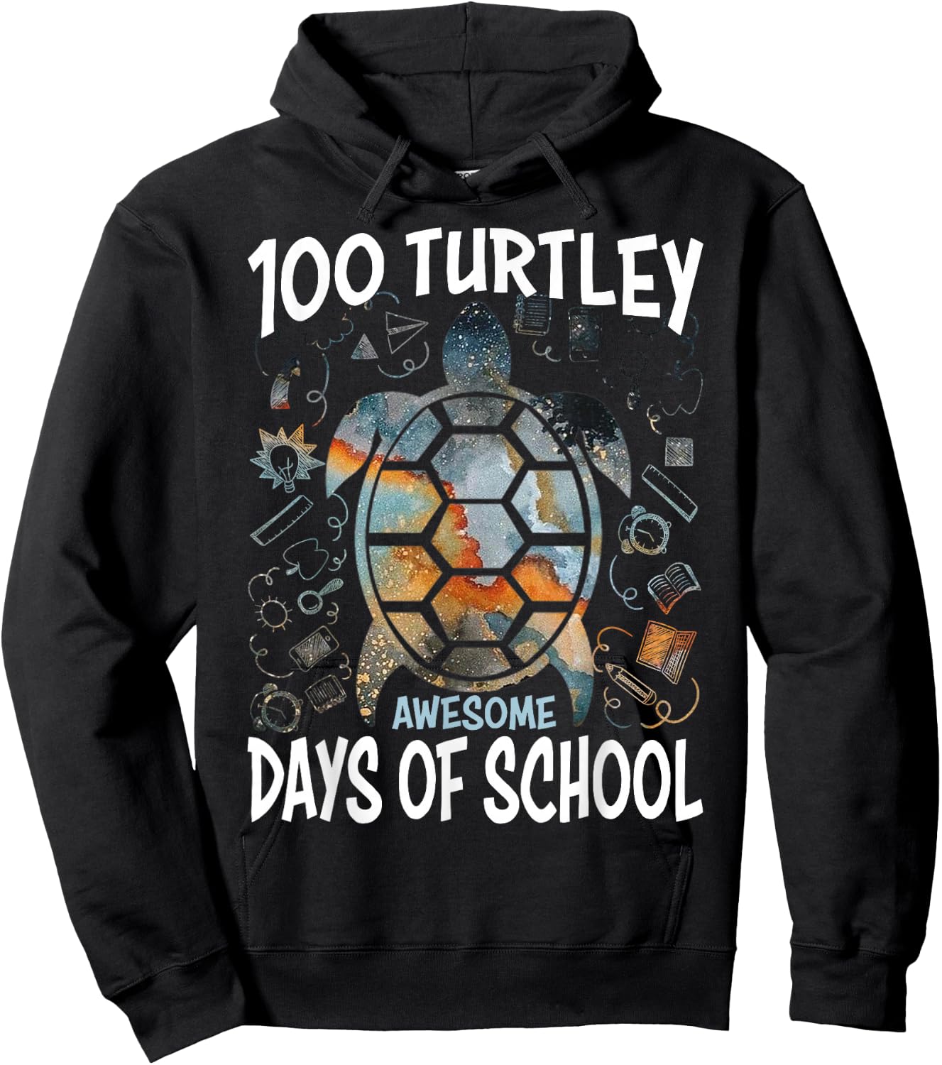 100 Turtley Awesome Days - Cool Turtle 100th Day of School Hoodie - Hoodie | Black