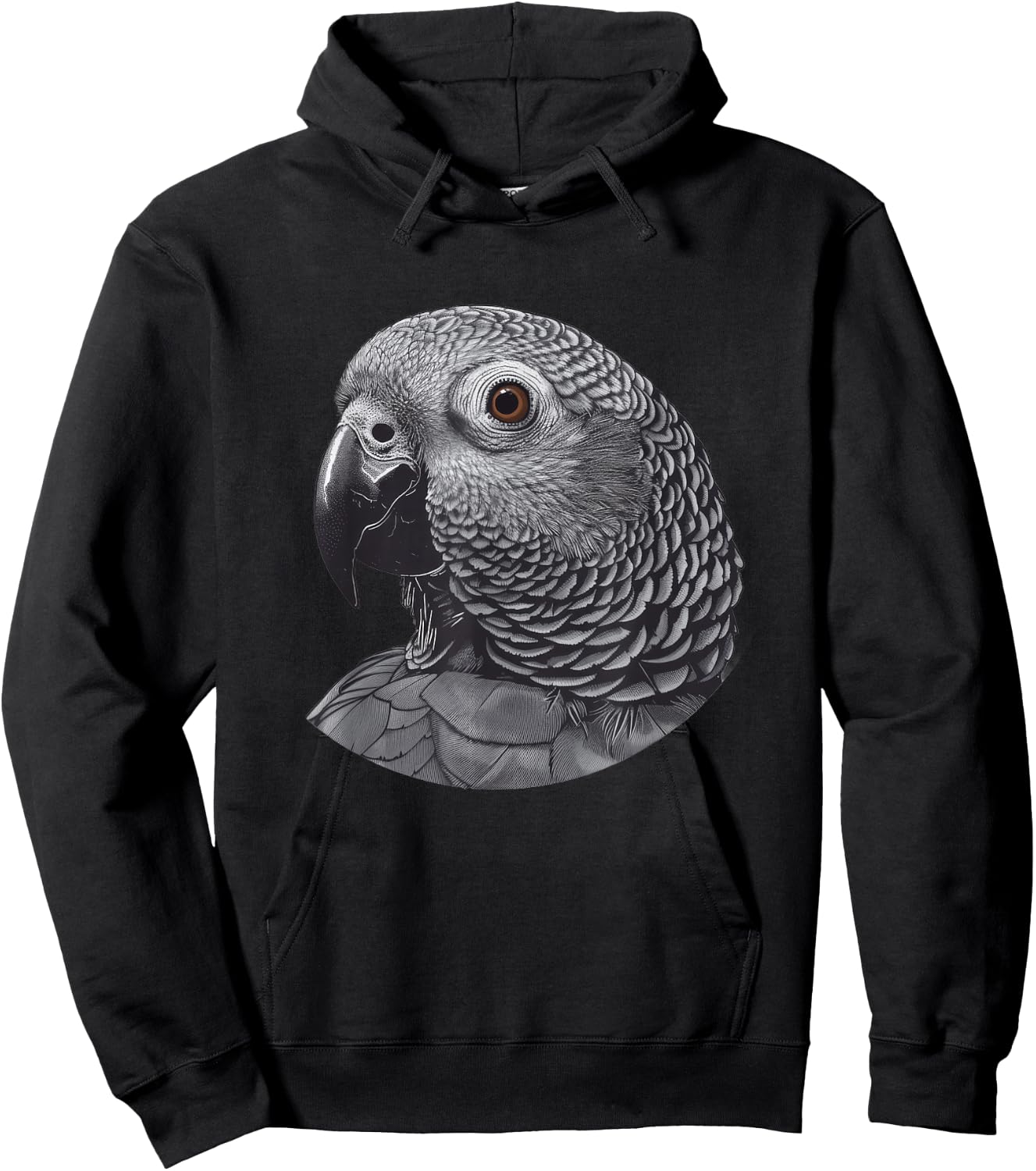 Timneh African Grey Round Image Hoodie - Hoodie | Black