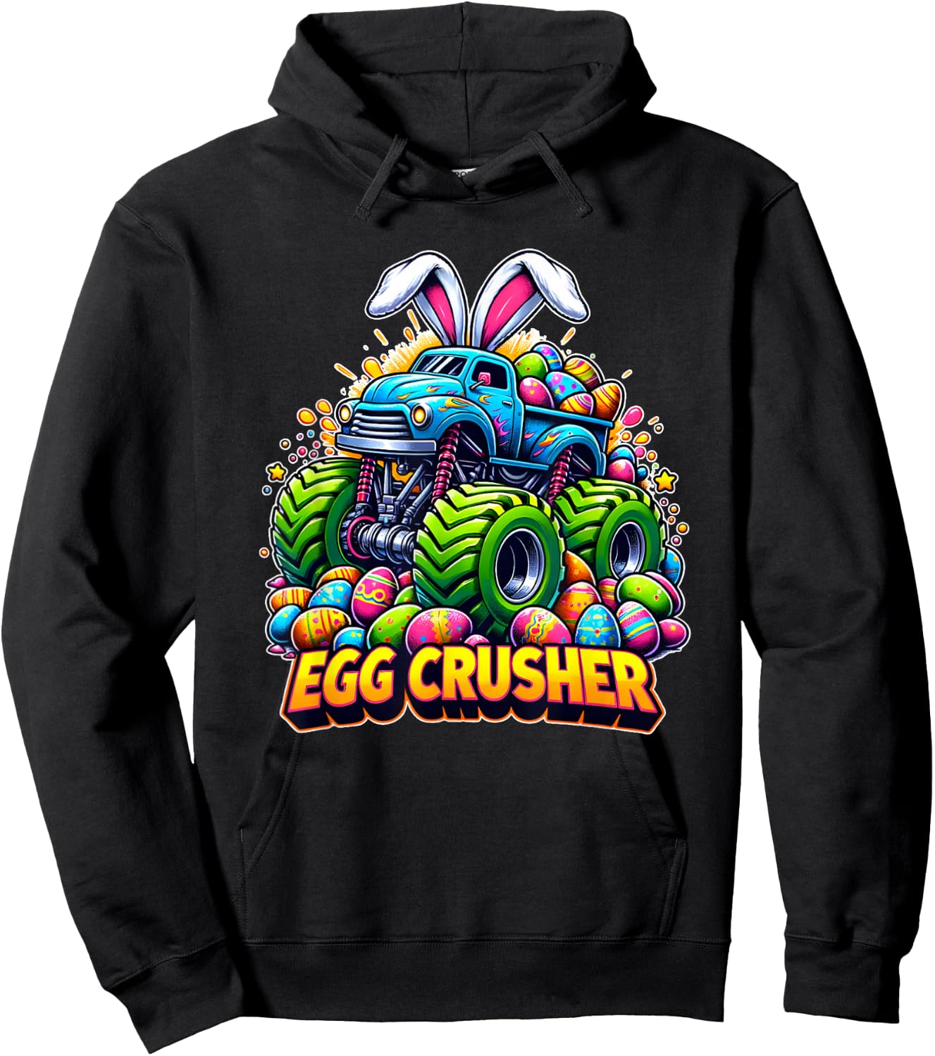 Easter Bunny Monster Truck Funny easter day toddler Hoodie - Hoodie | Black