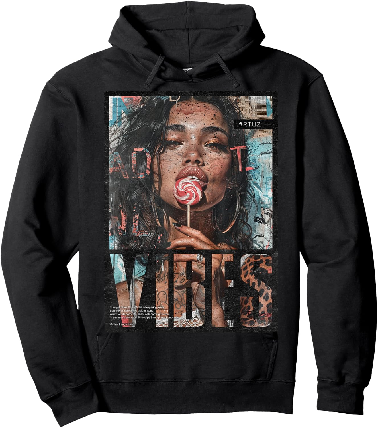 Vintage Girl Magazine Cover Sexy Model Pin-Up , black Hoodie - Hoodie | Black