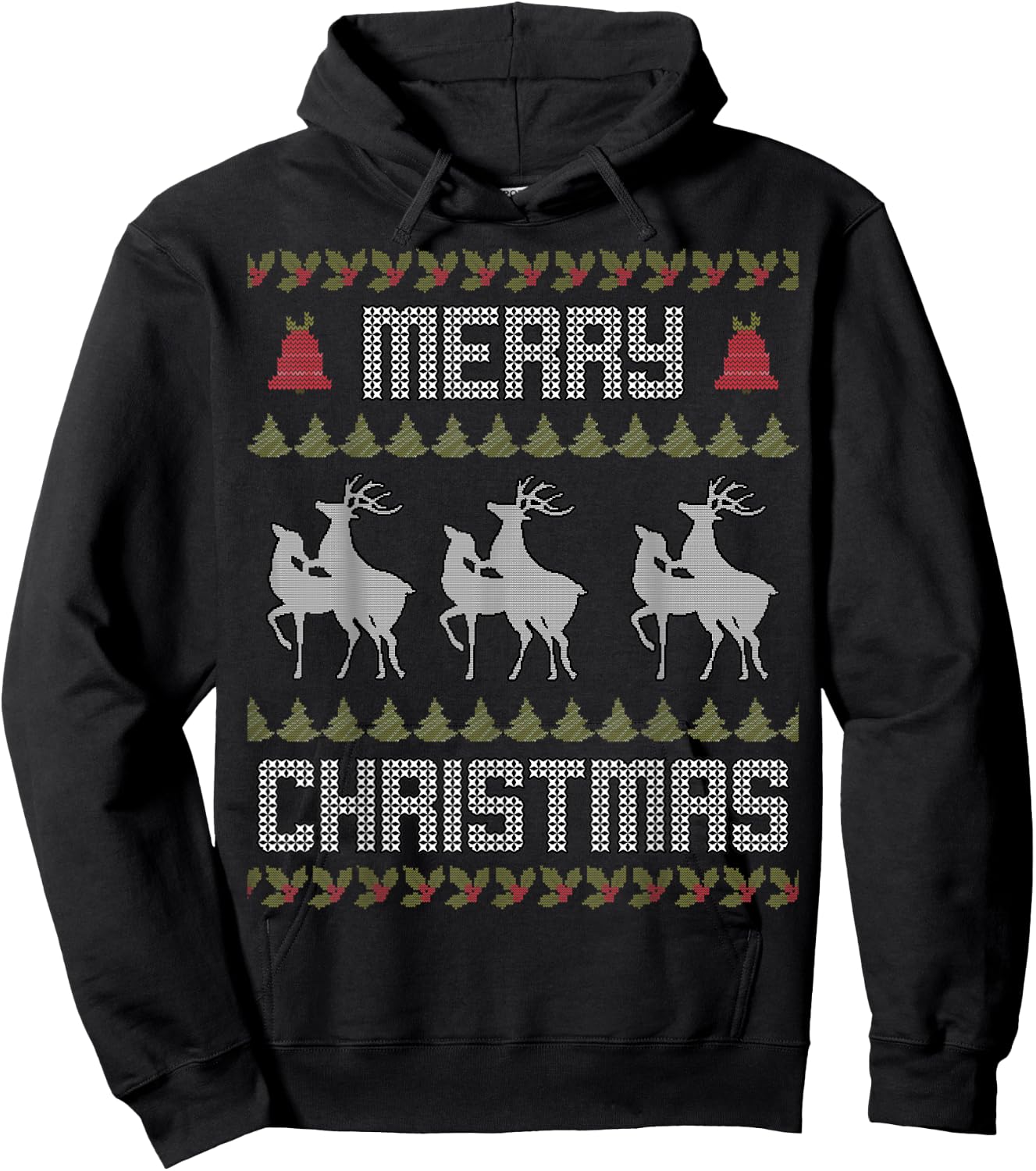 Merry Christmas Deers Humping Funny Holiday Reindeer Hoodie - Hoodie | Black