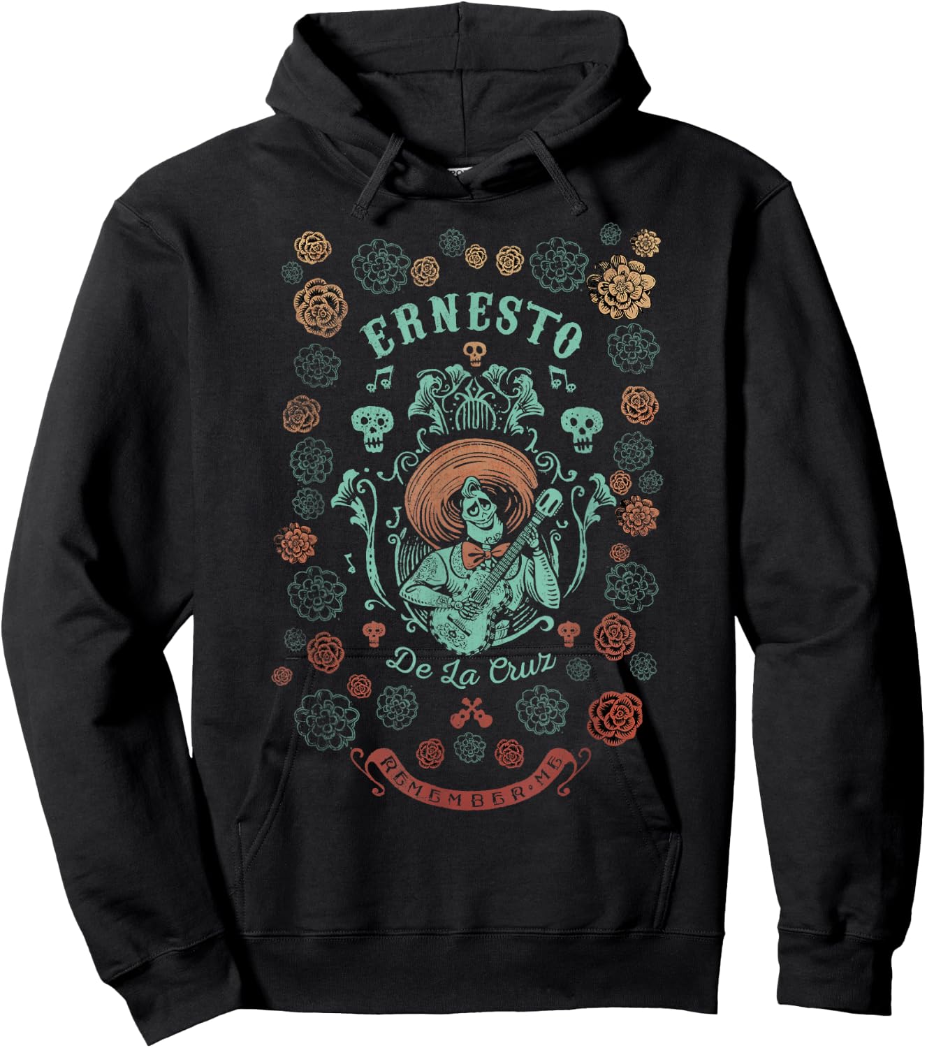 Disney Pixar Coco Ernesto Remember Me Floral Style Hoodie - Hoodie | Black
