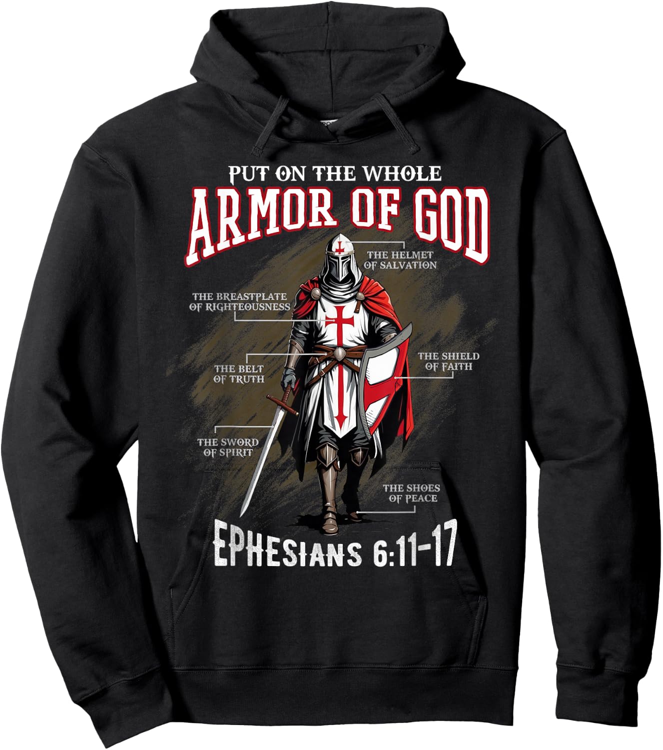 Full Armor of God Men Women Kids Christian Bible Verse Gift , black Hoodie - Hoodie | Black