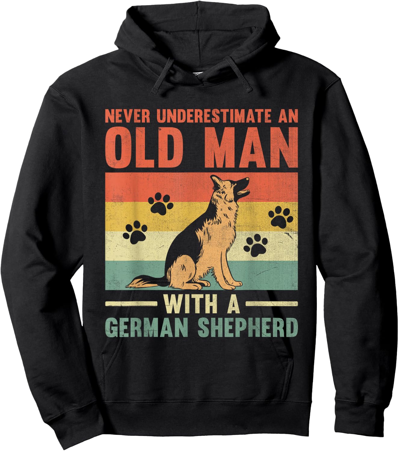 Never Underestimate An Old Man With A German Shepherd GSD Hoodie - Hoodie | Black