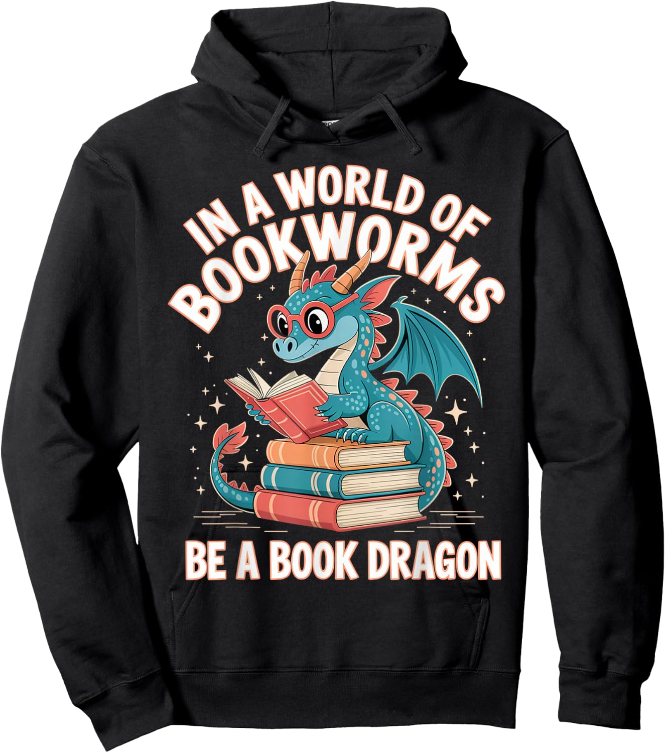 in A World of Bookworms Be A Book Dragon Reading Design Hoodie - Hoodie | Black