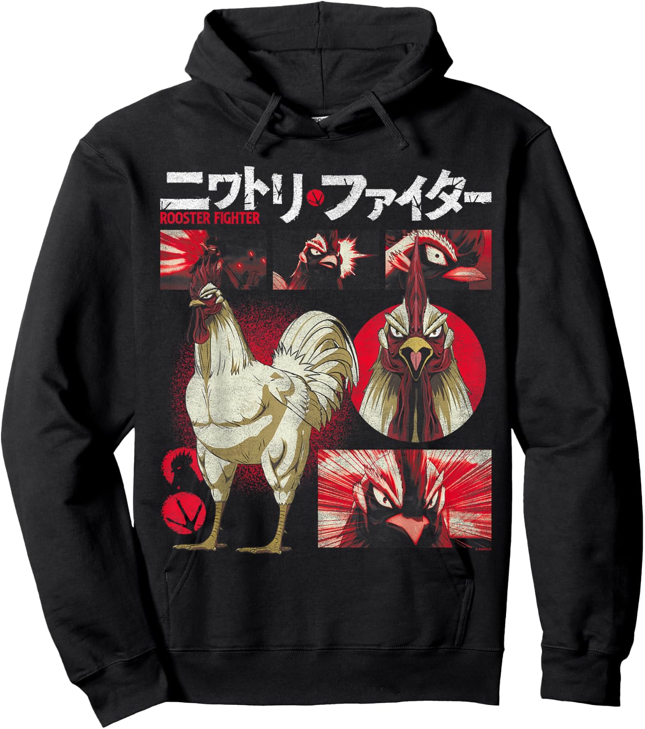 Rooster Fighter Keiji Collage Red Tone Action Anime Hoodie - Hoodie | Black