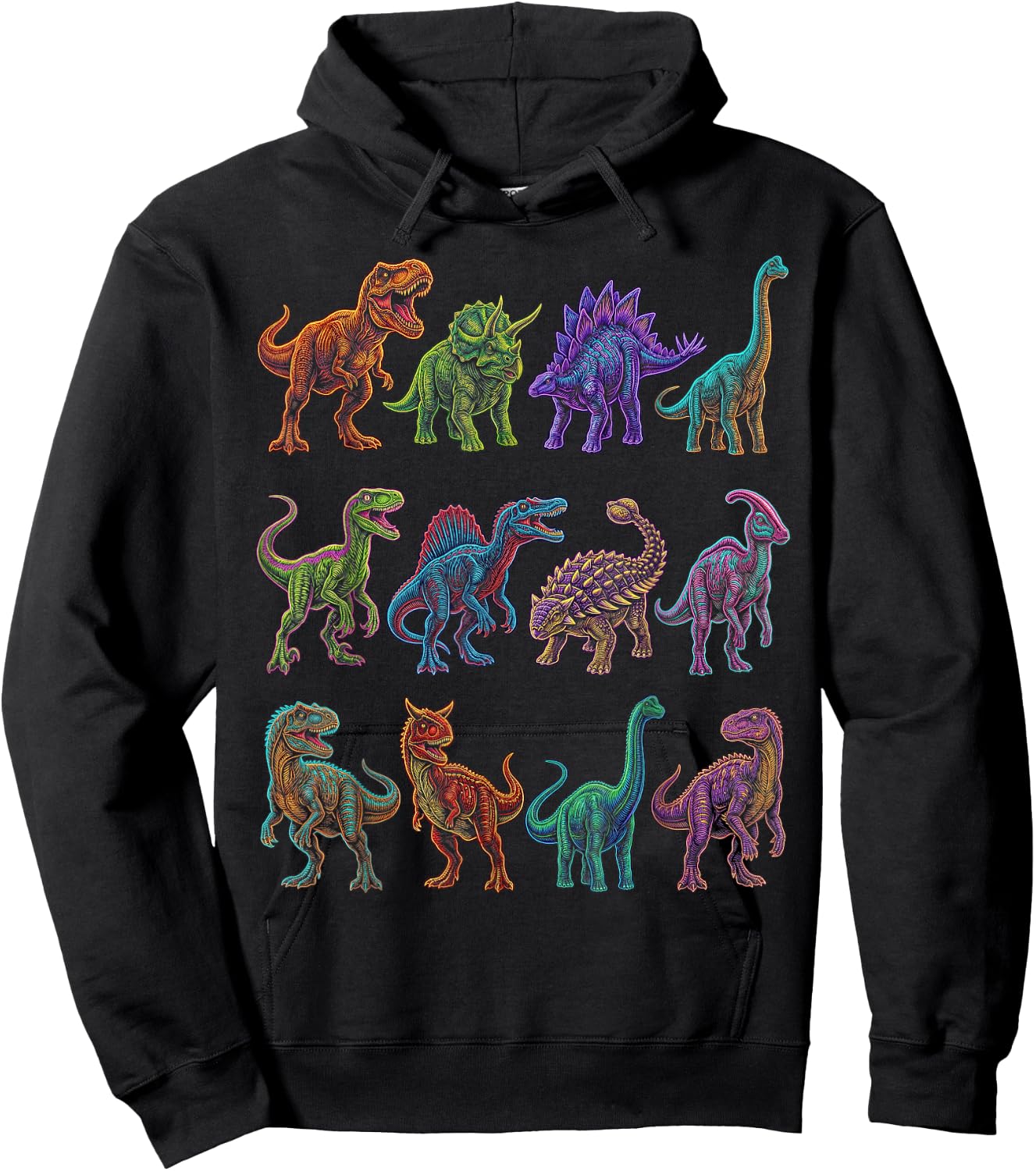 Dinosaur Species Chart Paleontology Prehistoric Animals Hoodie - Hoodie | Black