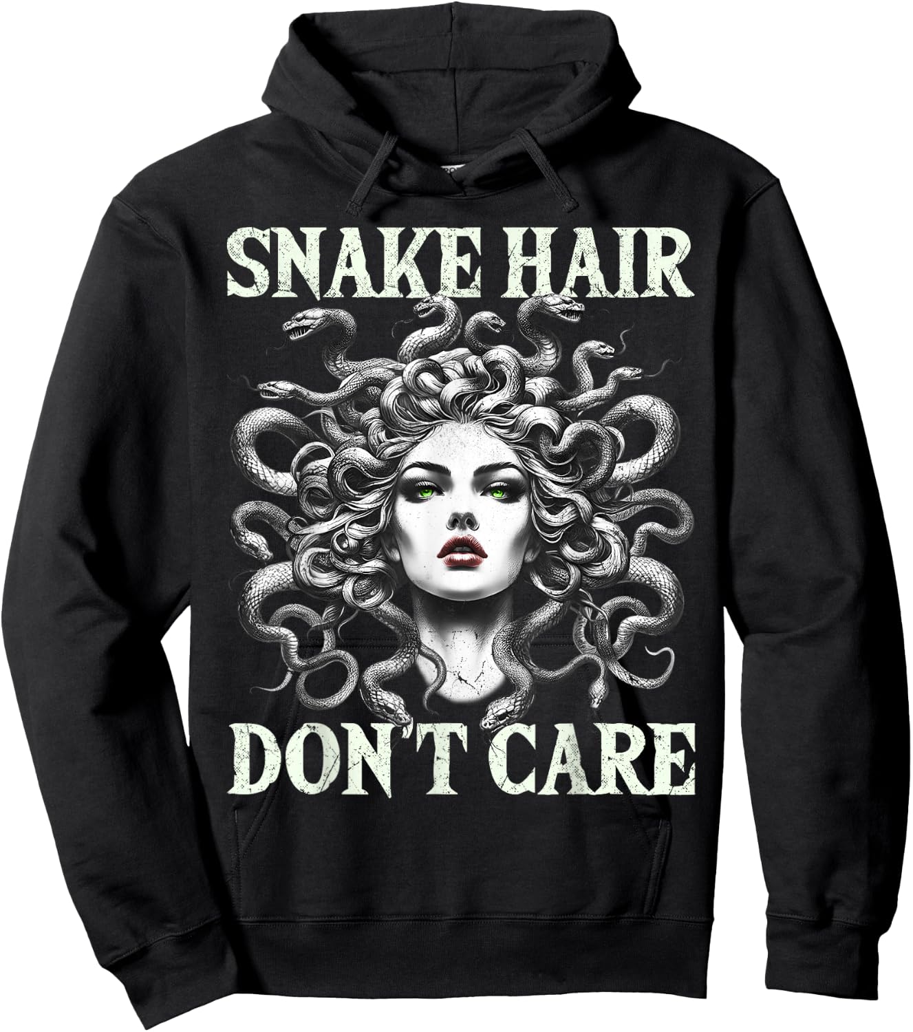 Medusa Graphic Greek Mythology Design Snake Hair Hoodie - Hoodie | Black
