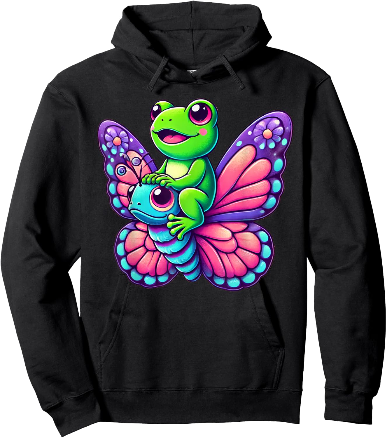 Cute Kawaii Frog Butterfly Hoodie - Hoodie | Black