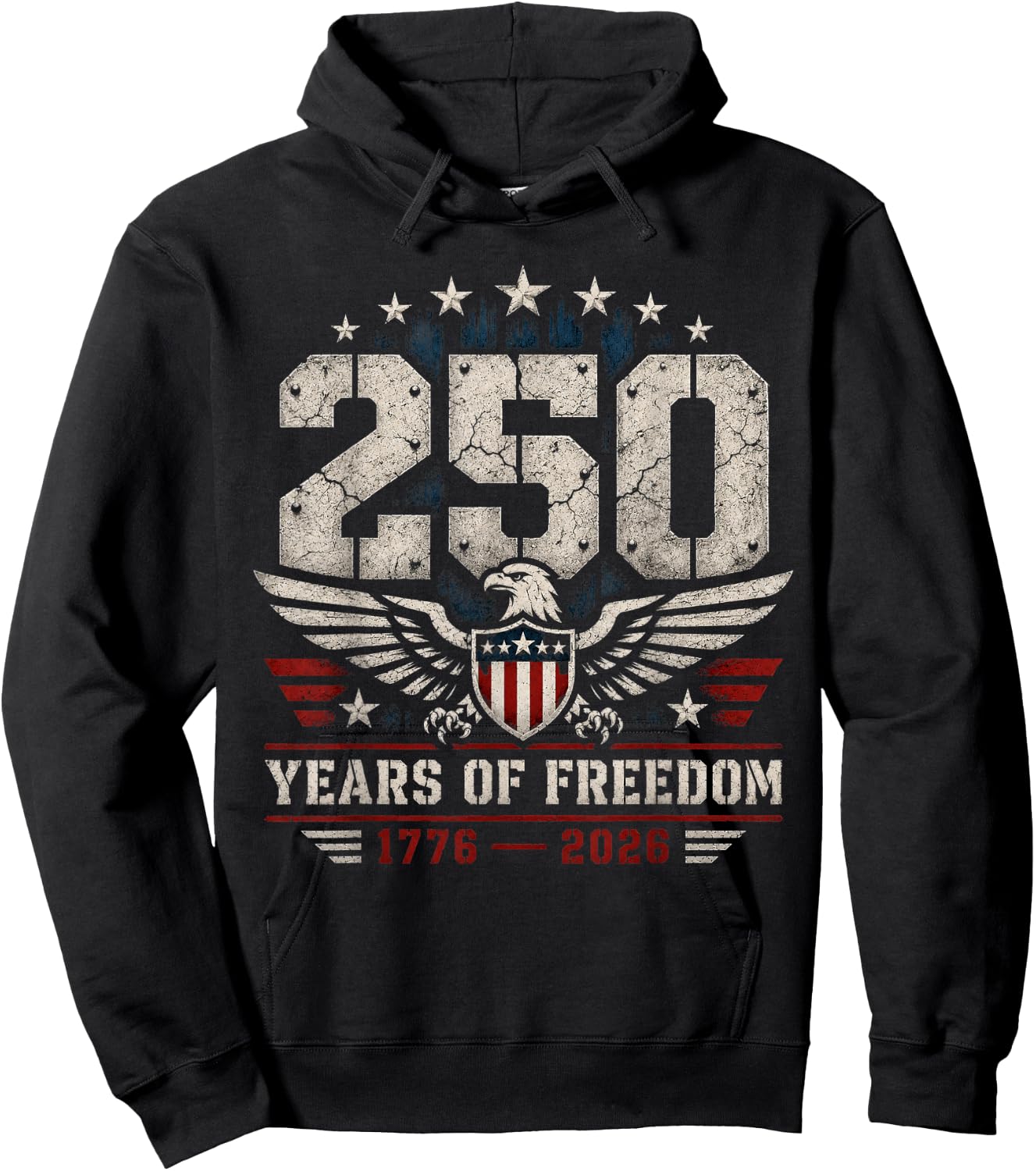 250 Years American 250th Anniversary USA Patriotic 4th July Hoodie - Hoodie | Black