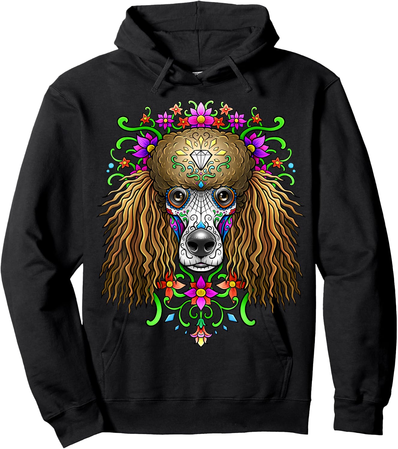Poodle Day of the Dead Dia De Los Muertos Dog Sugar Skull Hoodie - Hoodie | Black
