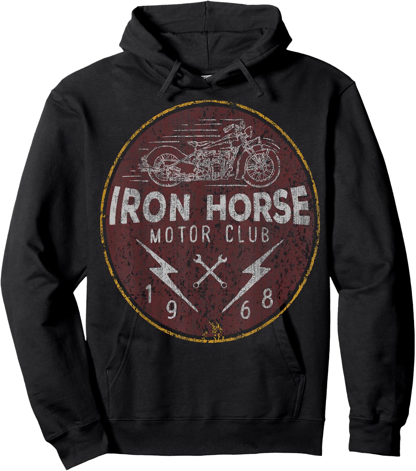 Iron Horse Motor Club 1968 Red Vintage Hoodie - Hoodie | Black