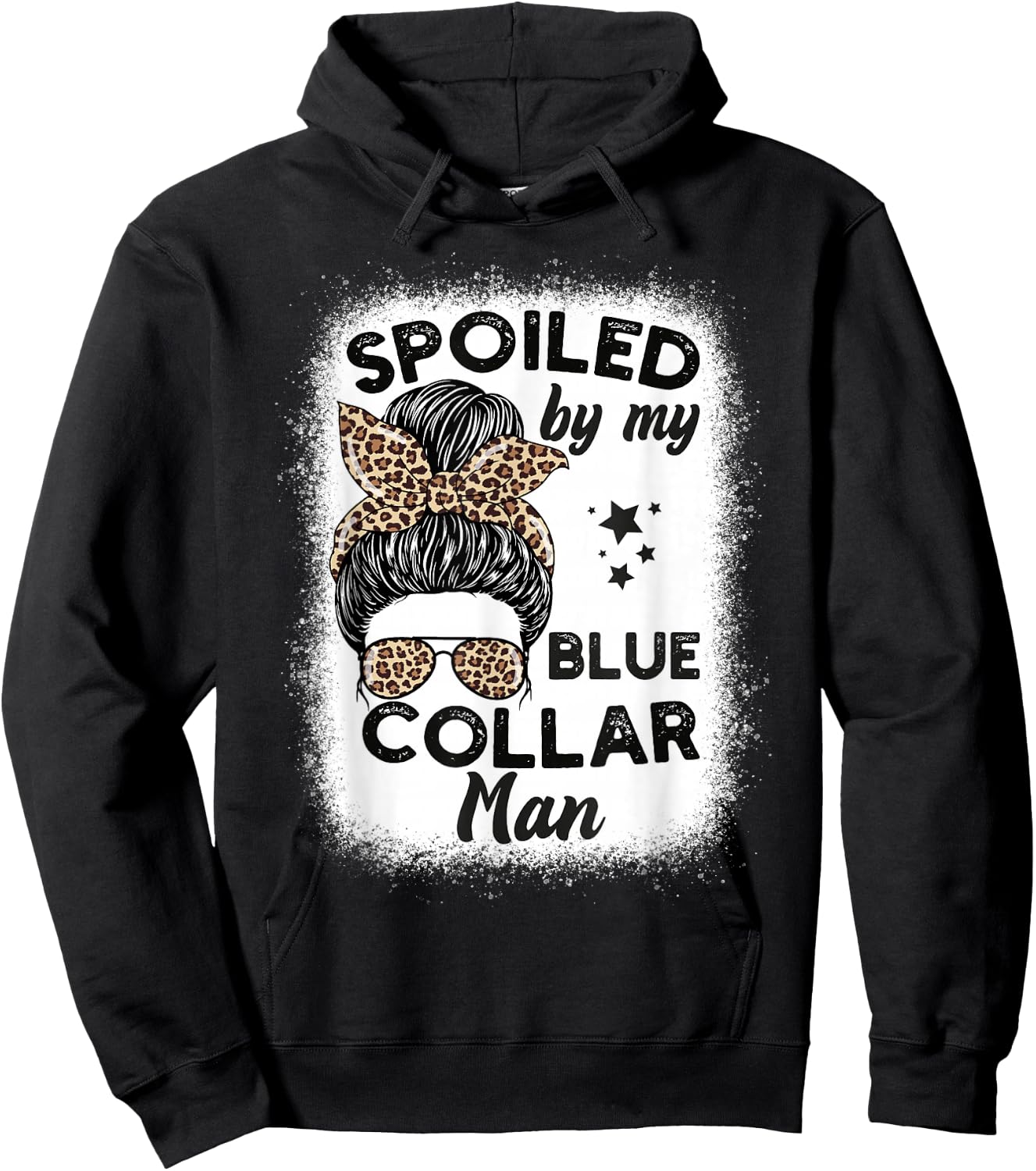 Spoiled By My Blue Collar Man Messy Bun Hoodie - Hoodie | Black