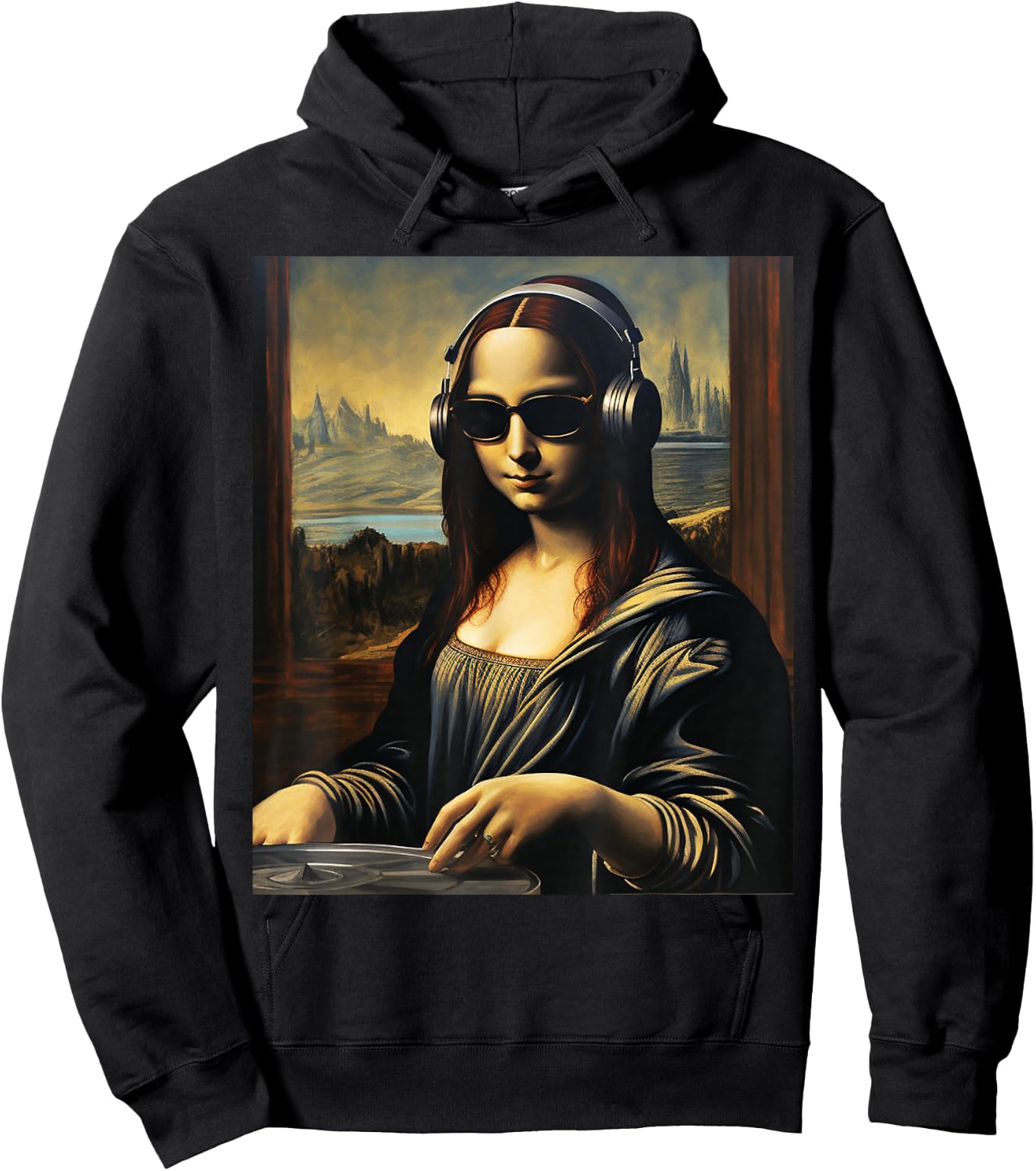 Mona Lisa in DJ | Trending Aesthetic Streetwear , Black, S Hoodie - Hoodie | Black