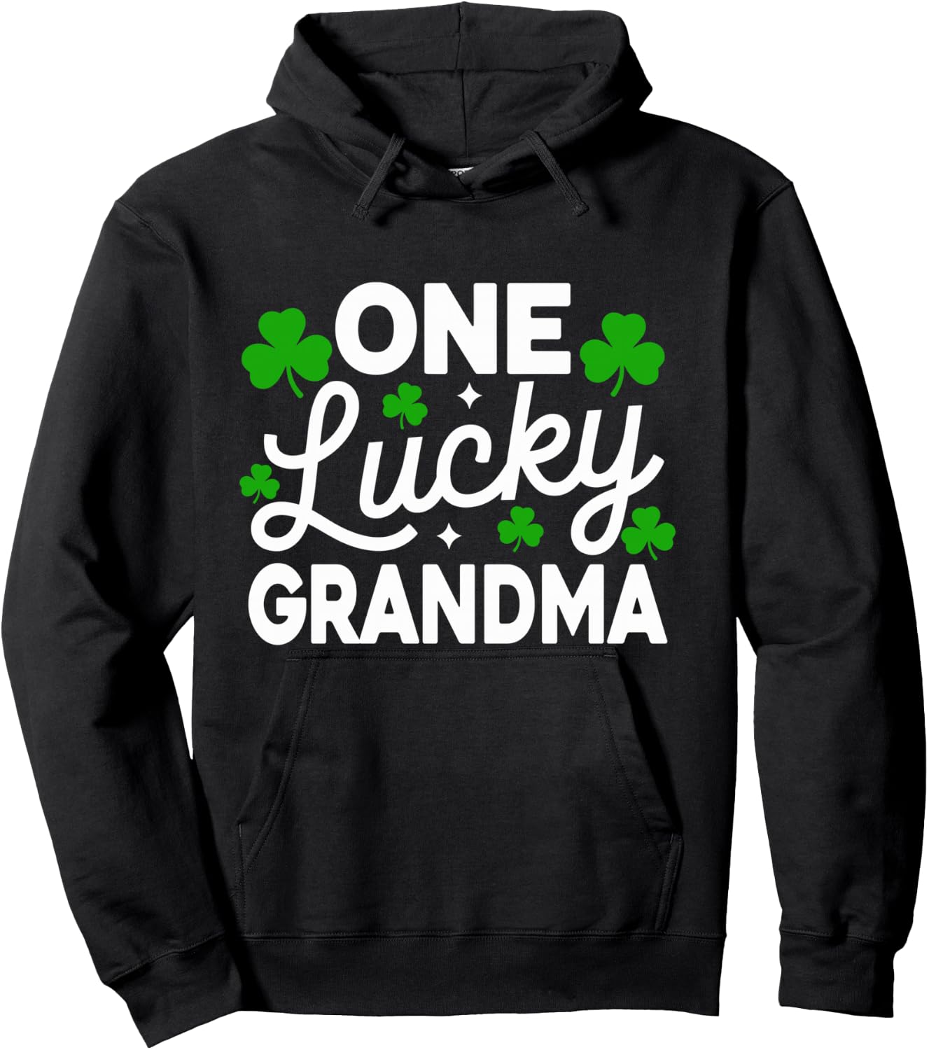One Lucky Grandma St Patrick's Day Family Matching Shamrock Hoodie - Hoodie | Black