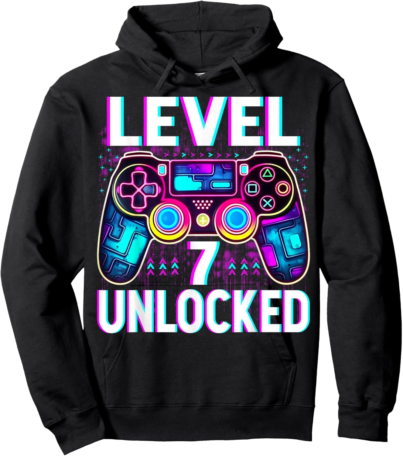 Level 7 Unlocked Shirt Funny Video Gamer Geek 7th Birthday Hoodie - Hoodie | Black