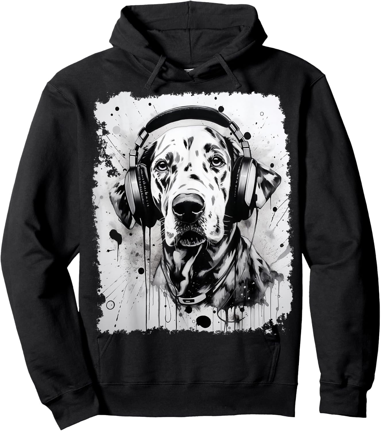 Pop Art Dog Dalmatian Music Hoodie - Hoodie | Black
