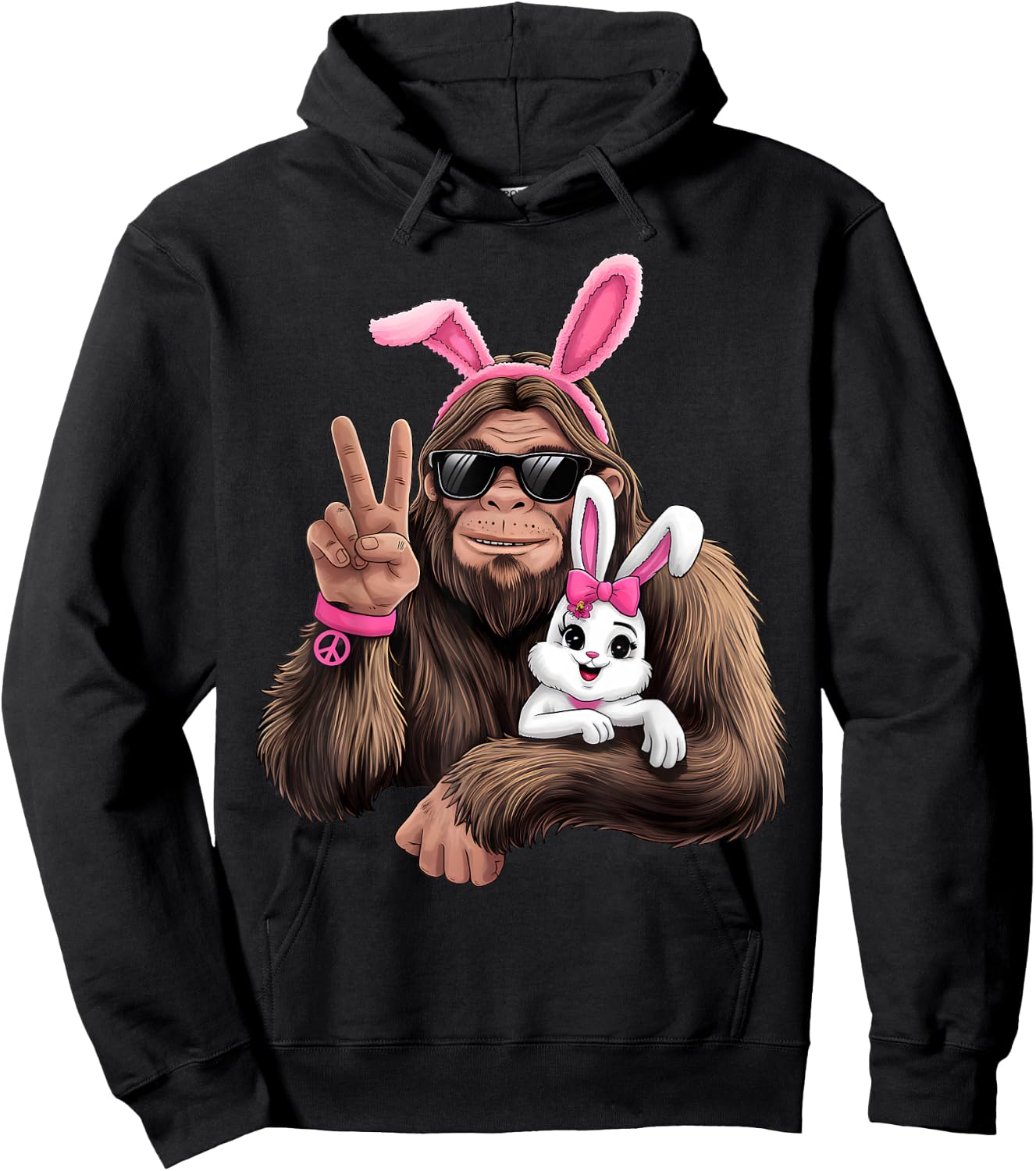 Funny Bigfoot Bunny Easter Day Sasquatch Hoodie - Hoodie | Black