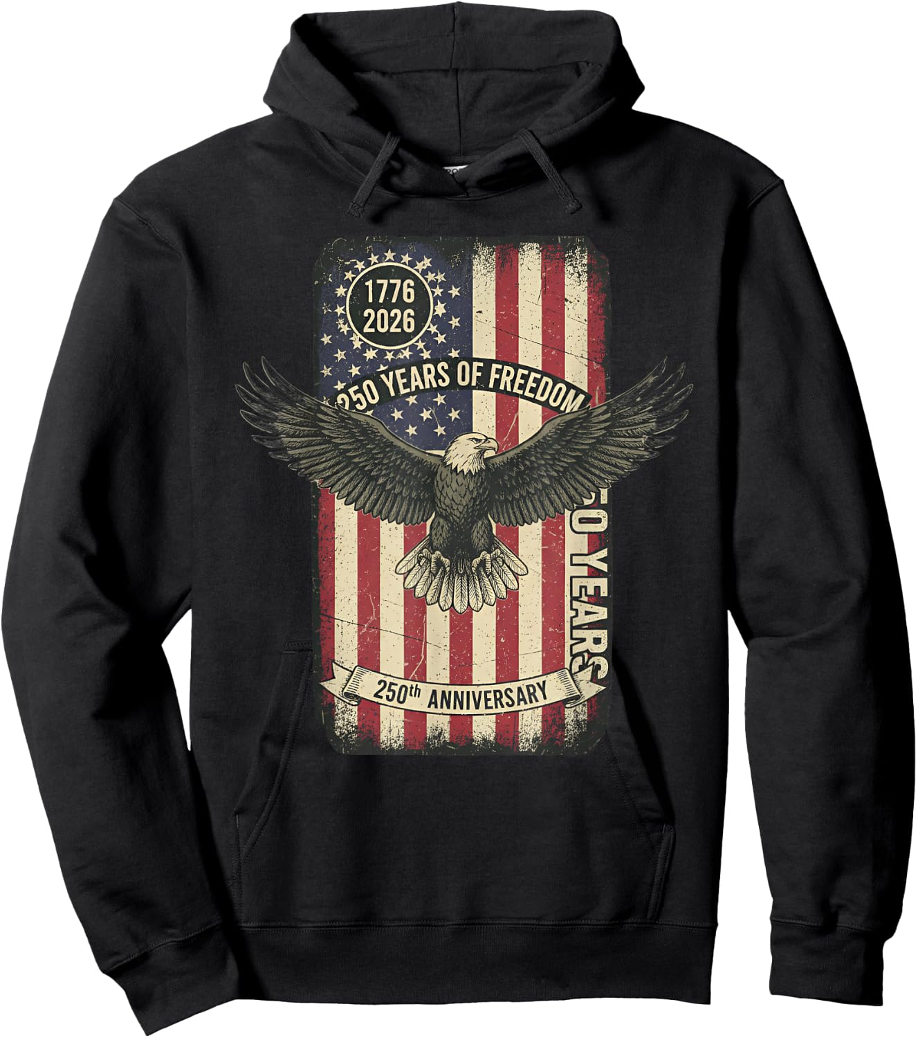 250th 4th of July American 250y 1776 2026 Independence Day Hoodie - Hoodie | Black