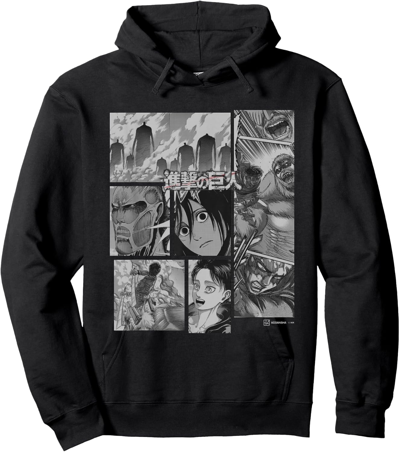 Attack on Titan Eren Vs Titans Split Anime Panels , black Hoodie - Hoodie | Black