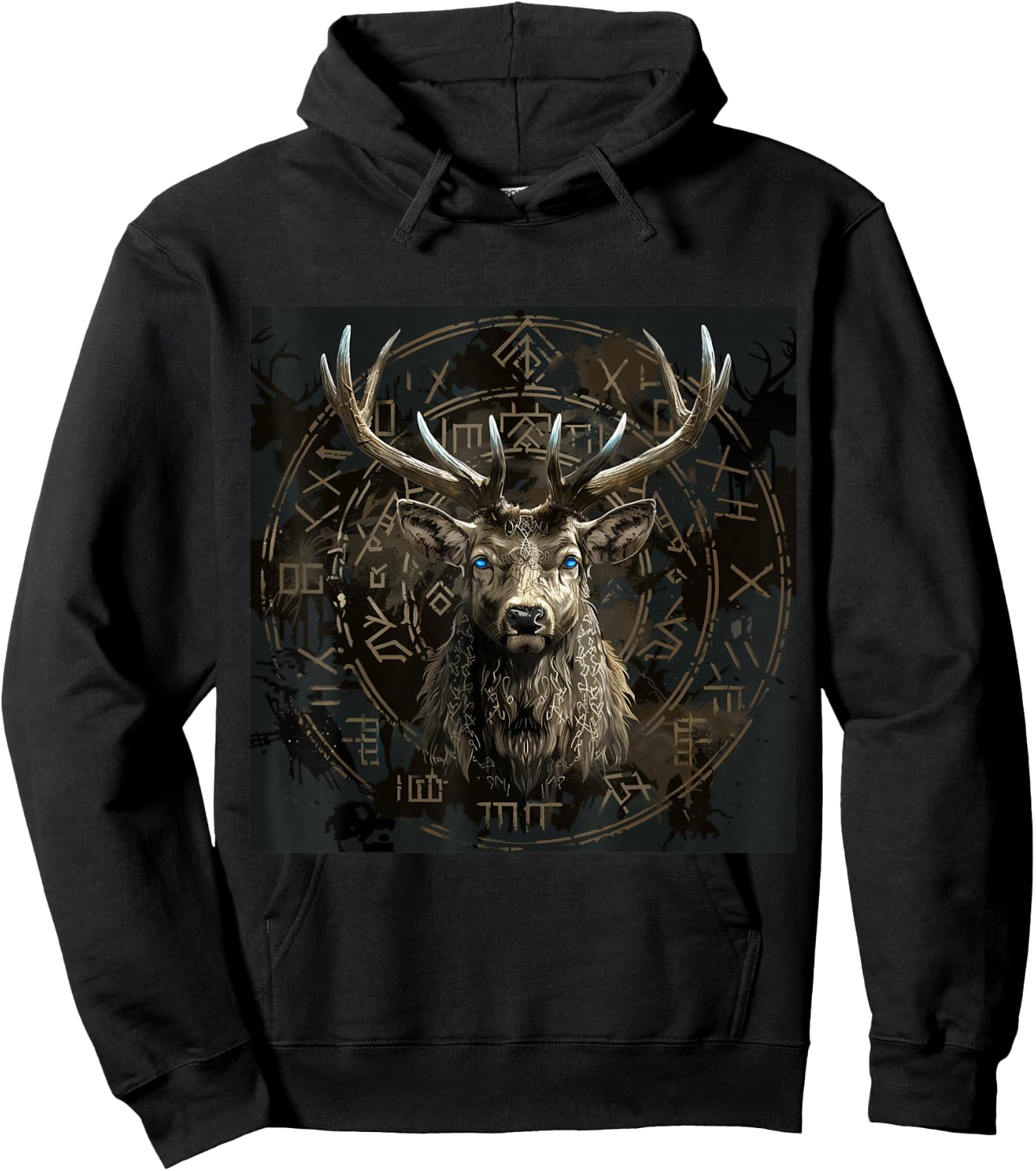 Viking Eikthyrnir Deer Runes Vikings Valhalla Germanen Hoodie - Hoodie | Black