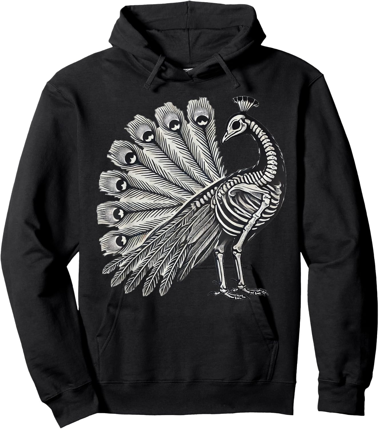 Peacock Skeleton Halloween Hoodie - Hoodie | Black