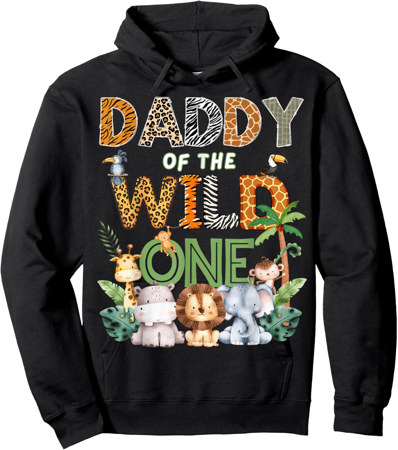 Daddy of The Wild One Safari 1St Birthday Kids Hoodie - Hoodie | Black