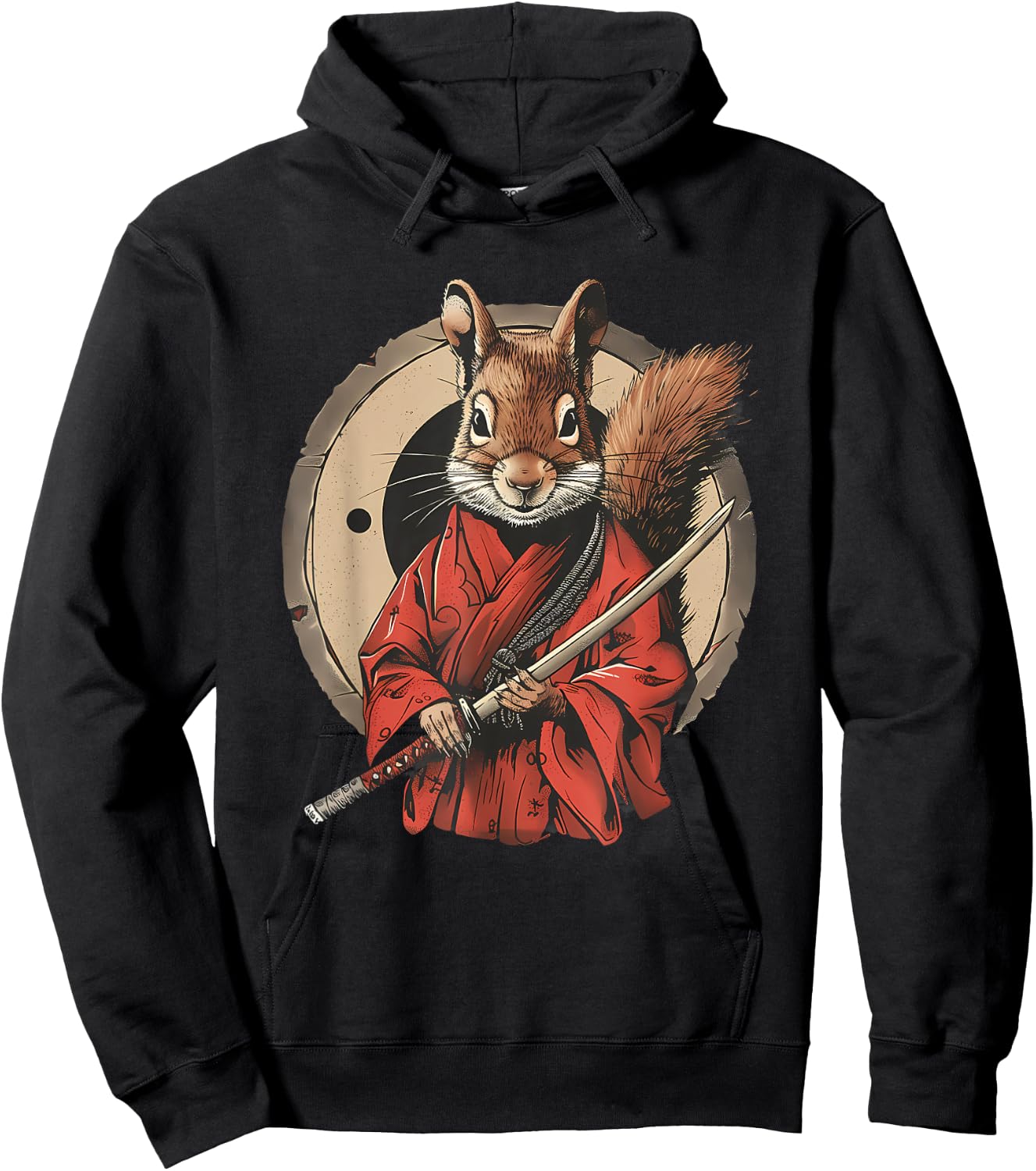 Samurai Squirrel Samurai Artwork Japanese Ninja Squirrel Hoodie - Hoodie | Black